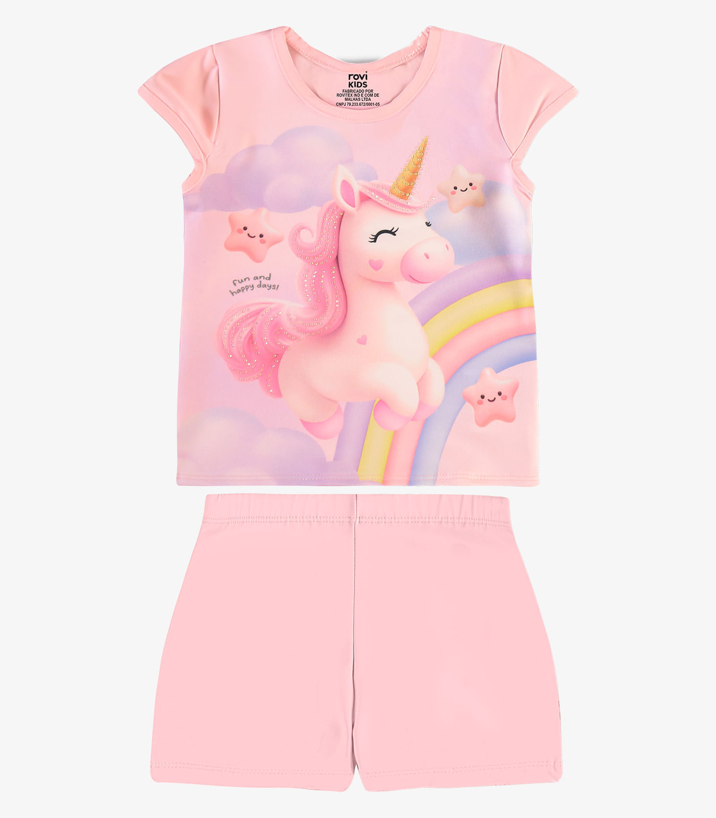 Conjunto Blusa Com Shorts Infantil Rovi kids Rosa - imagem 1
