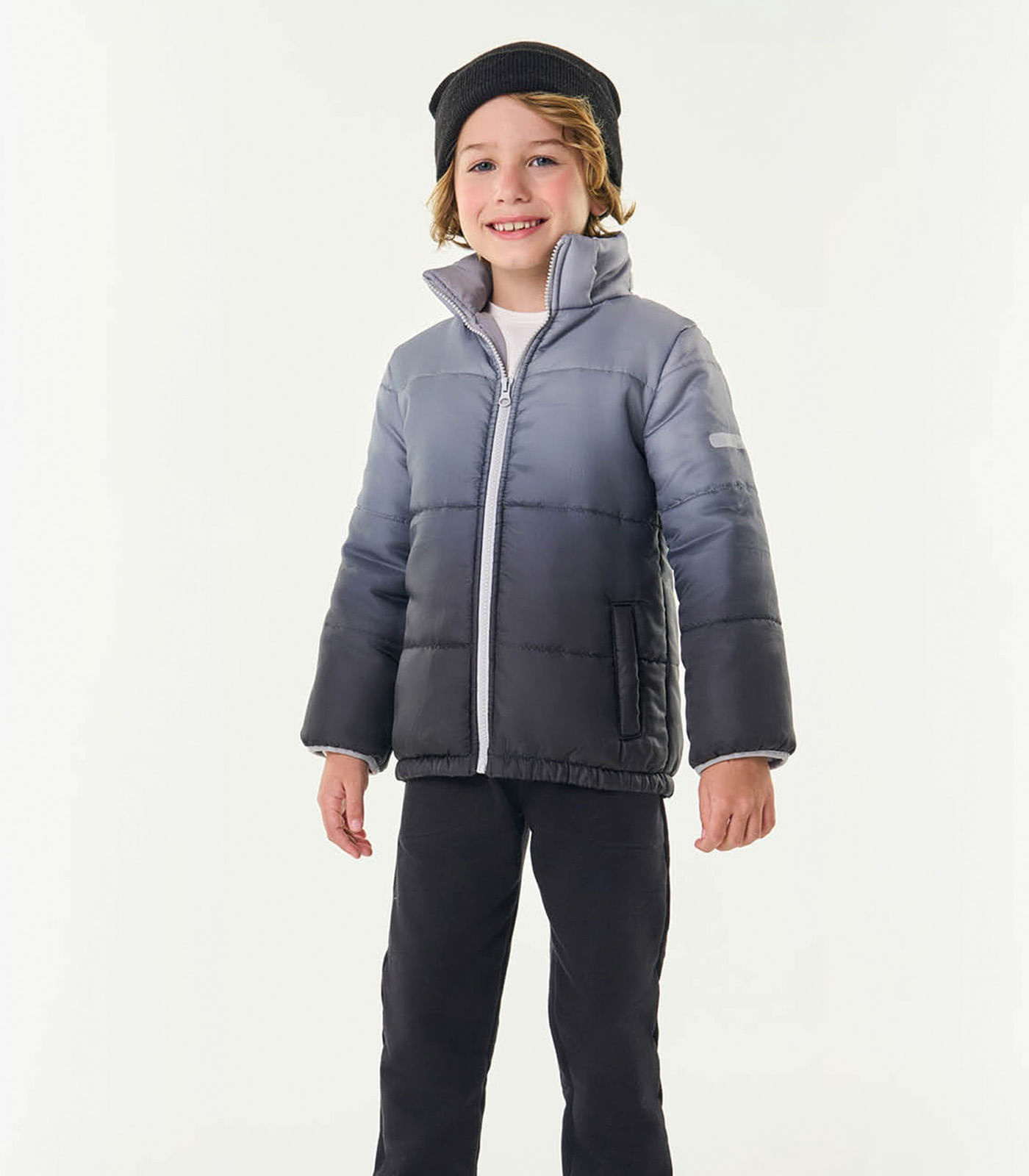 Jaqueta Puffer Infantil Masculina Trick Nick Cinza - imagem 1