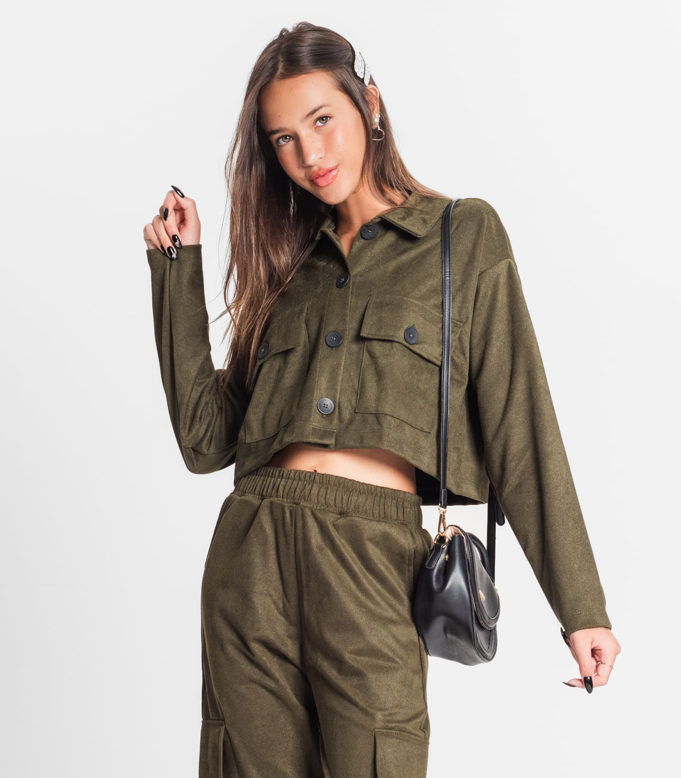 Casaco Juvenil Feminino Em Suede Sarjado Minty Verde - imagem 1