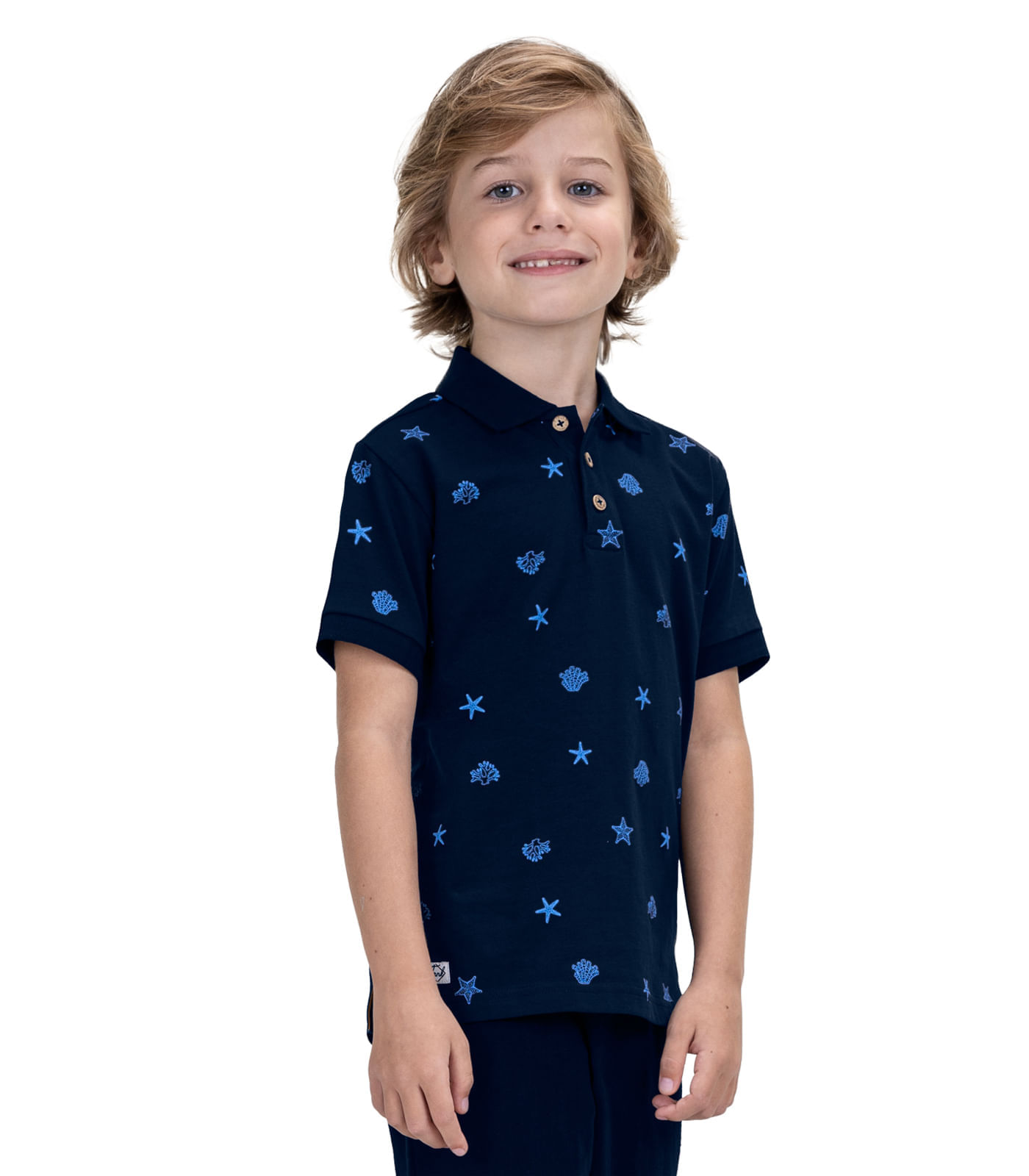 Polo Infantil Estampada Trick Nick Azul - imagem 1