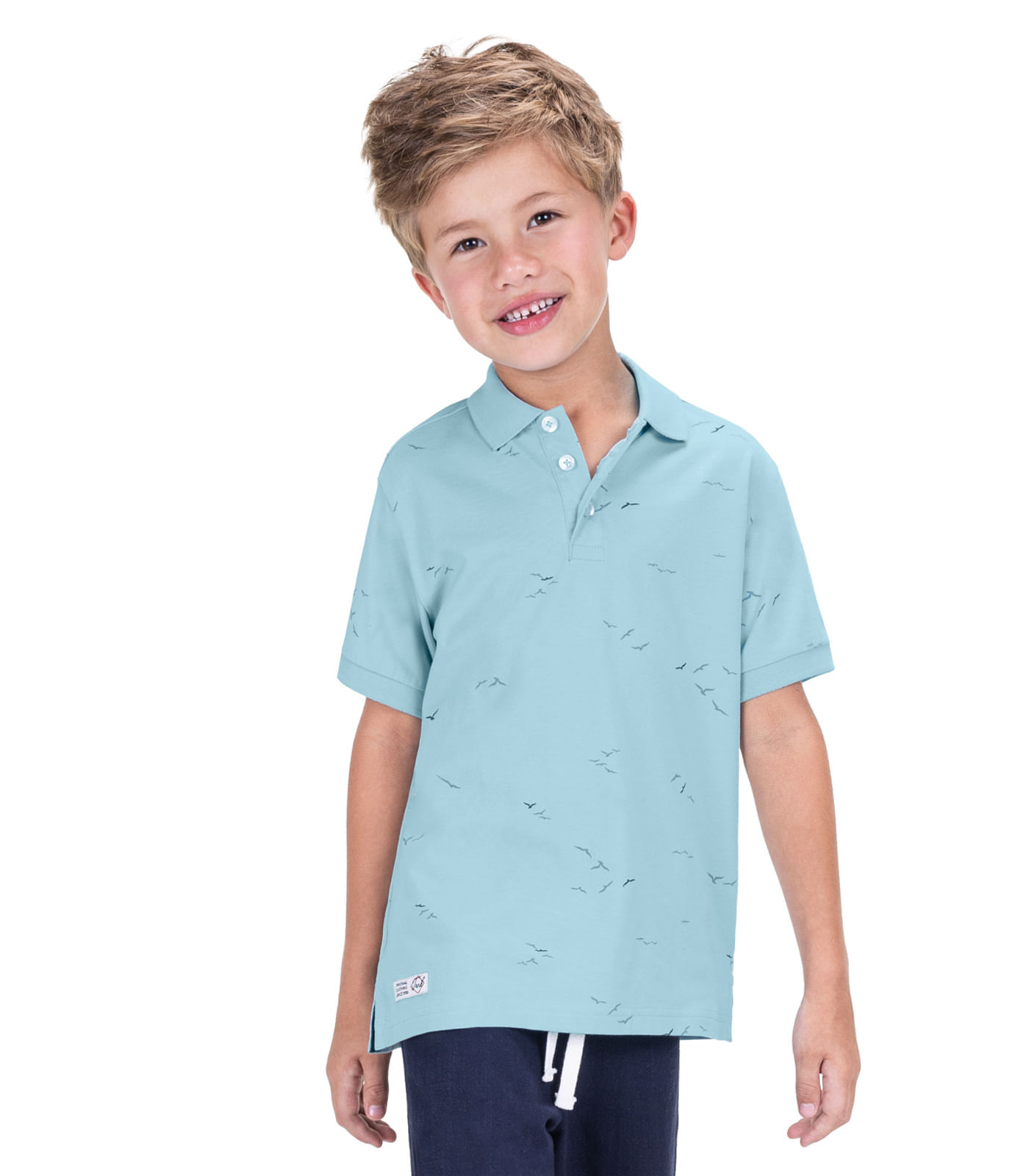 Polo Infantil Em Cotton Trick Nick Azul - imagem 1