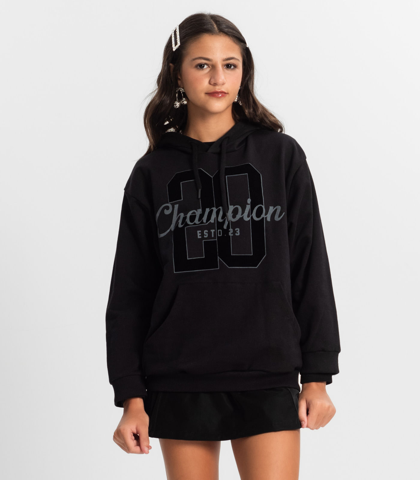 Moletom Juvenil Feminina  Minty Preto - imagem 1
