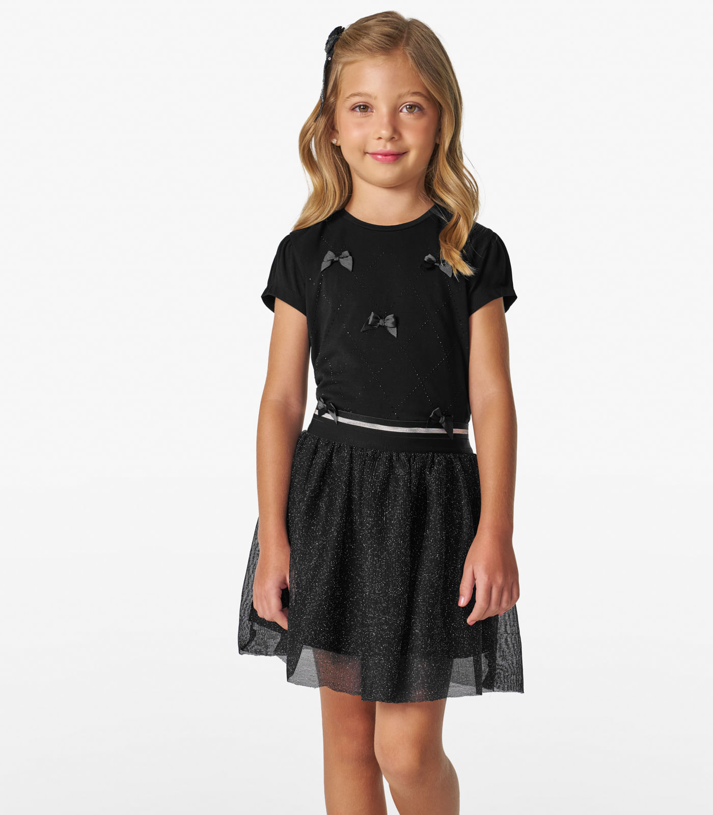 Conjunto Infantil Blusa com Saia Trick Nick Preto - imagem 1