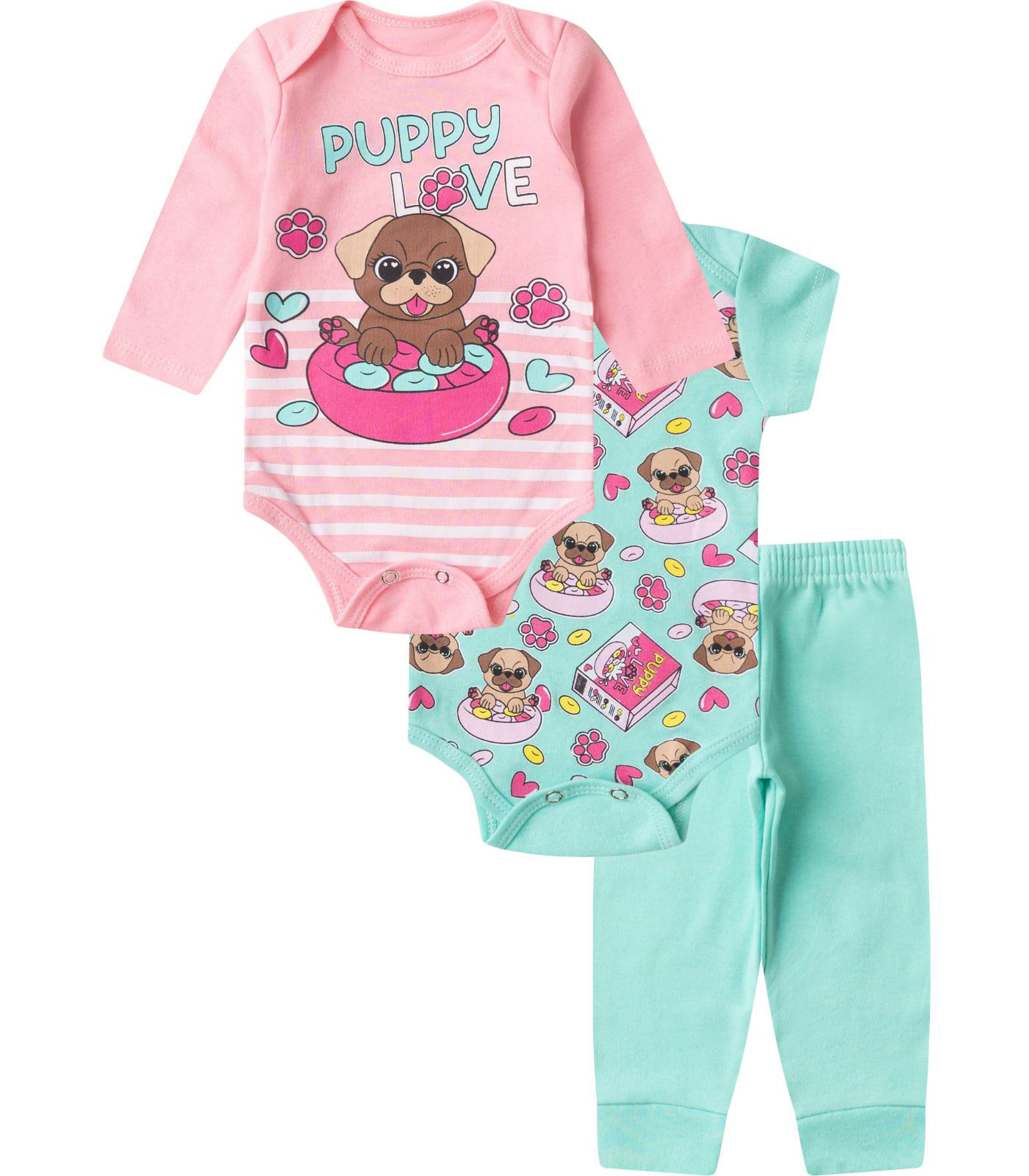 Kit Body Infantil Longo 3 Peças Kappes Rosa - imagem 1