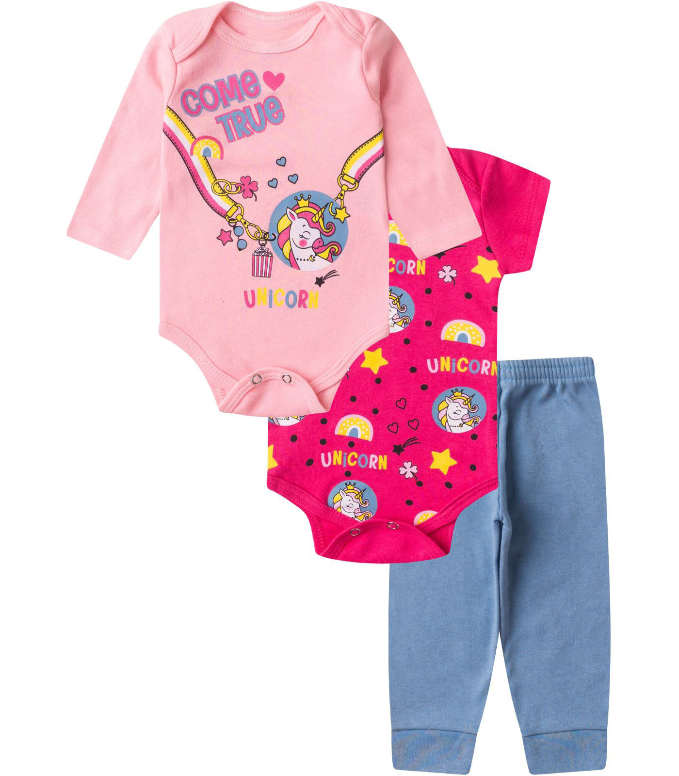 Kit Body Infantil Longo 3 Peças Kappes Rosa - imagem 1