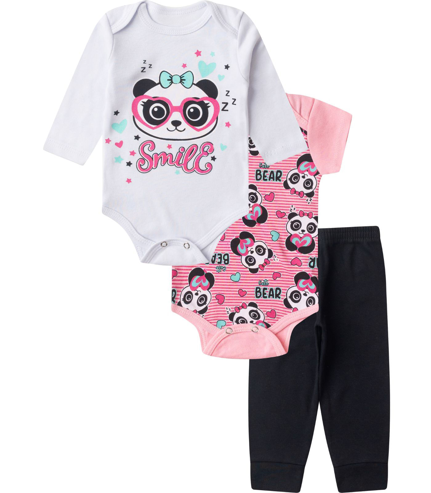 Kit Body Infantil Longo 3 Peças Kappes Rosa - imagem 1