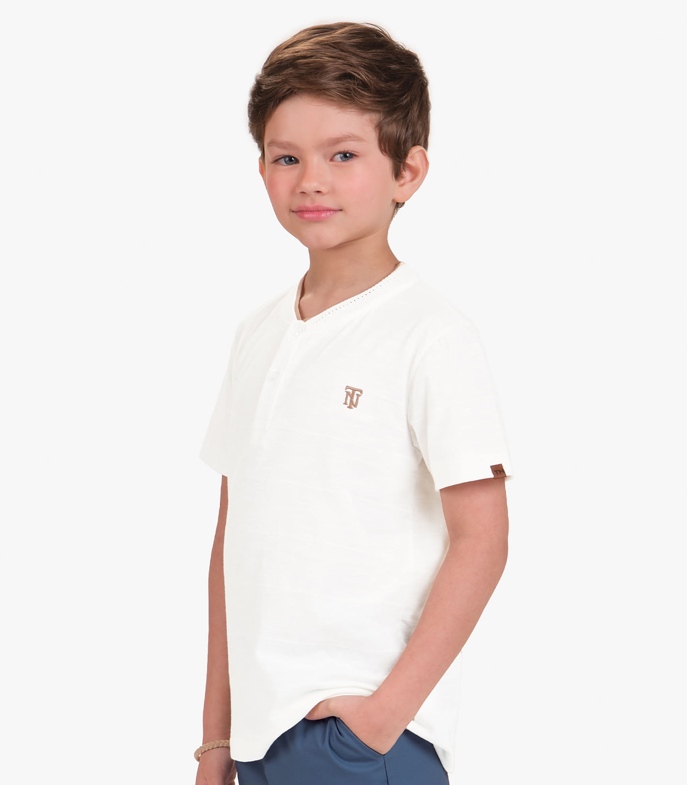 Camiseta Menino em Meia Malha Trick Nick Bege - imagem 1
