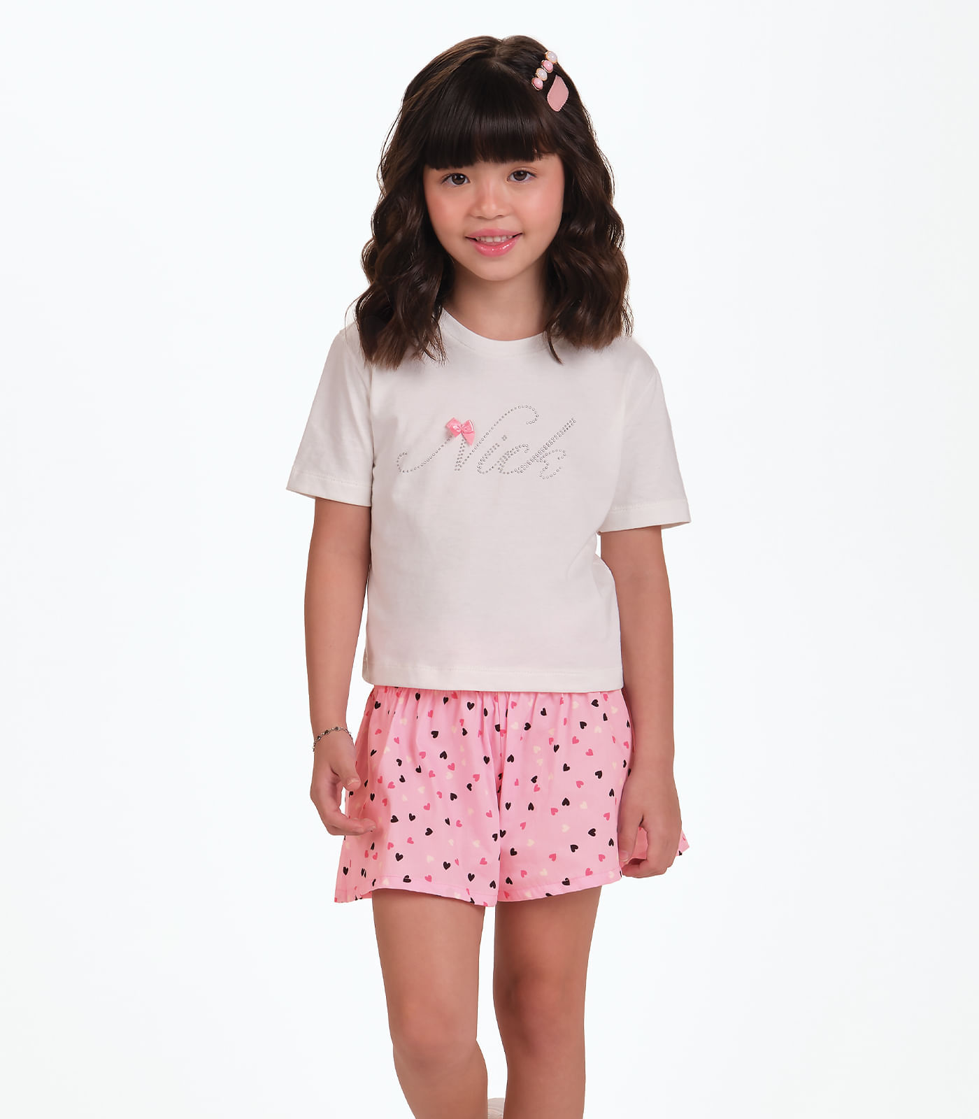 Conjunto Blusa com Shorts Menina Trick Nick Rosa - imagem 1