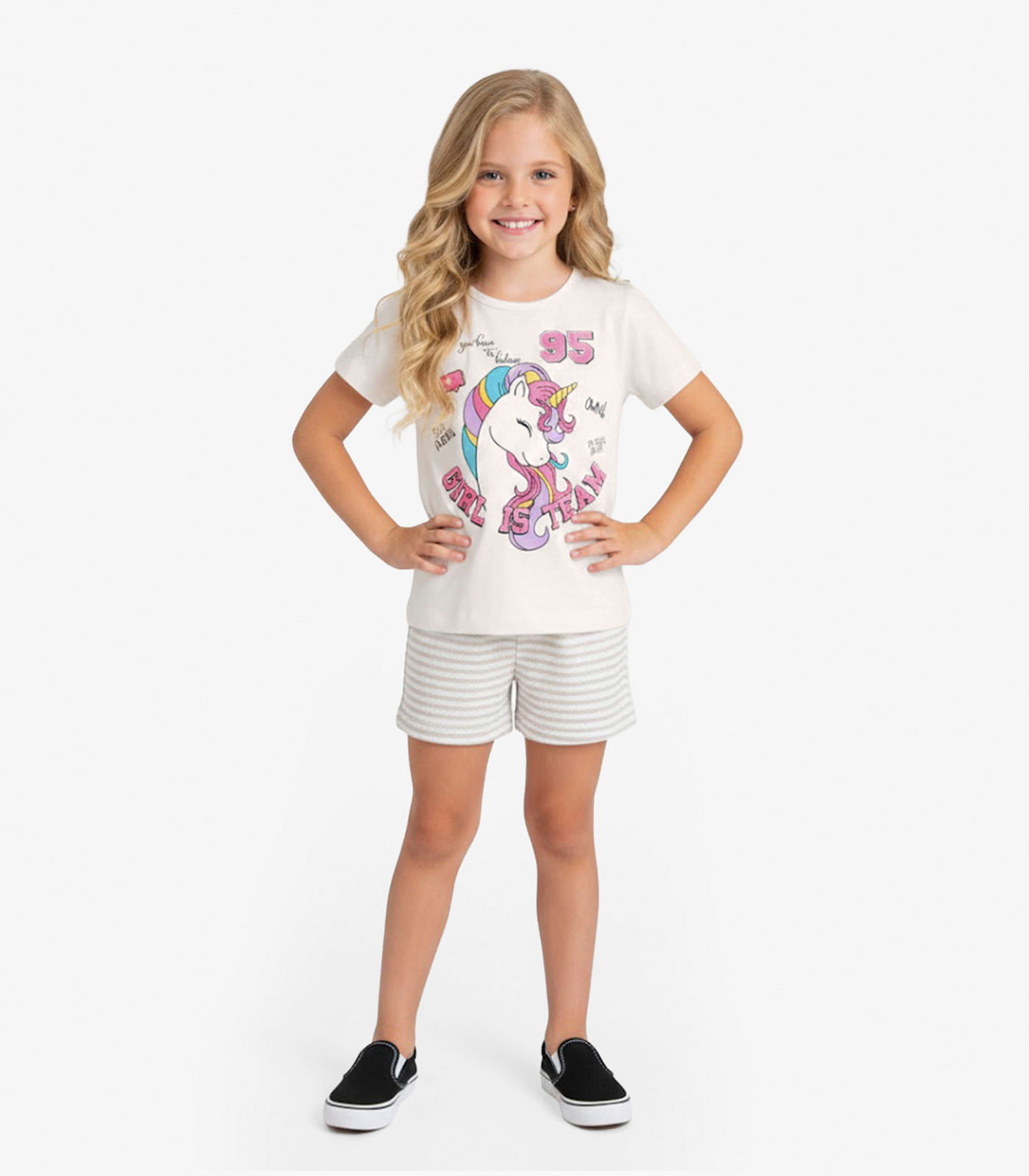 Conjunto Infantil Curto Verão Menina Select Bege - imagem 1