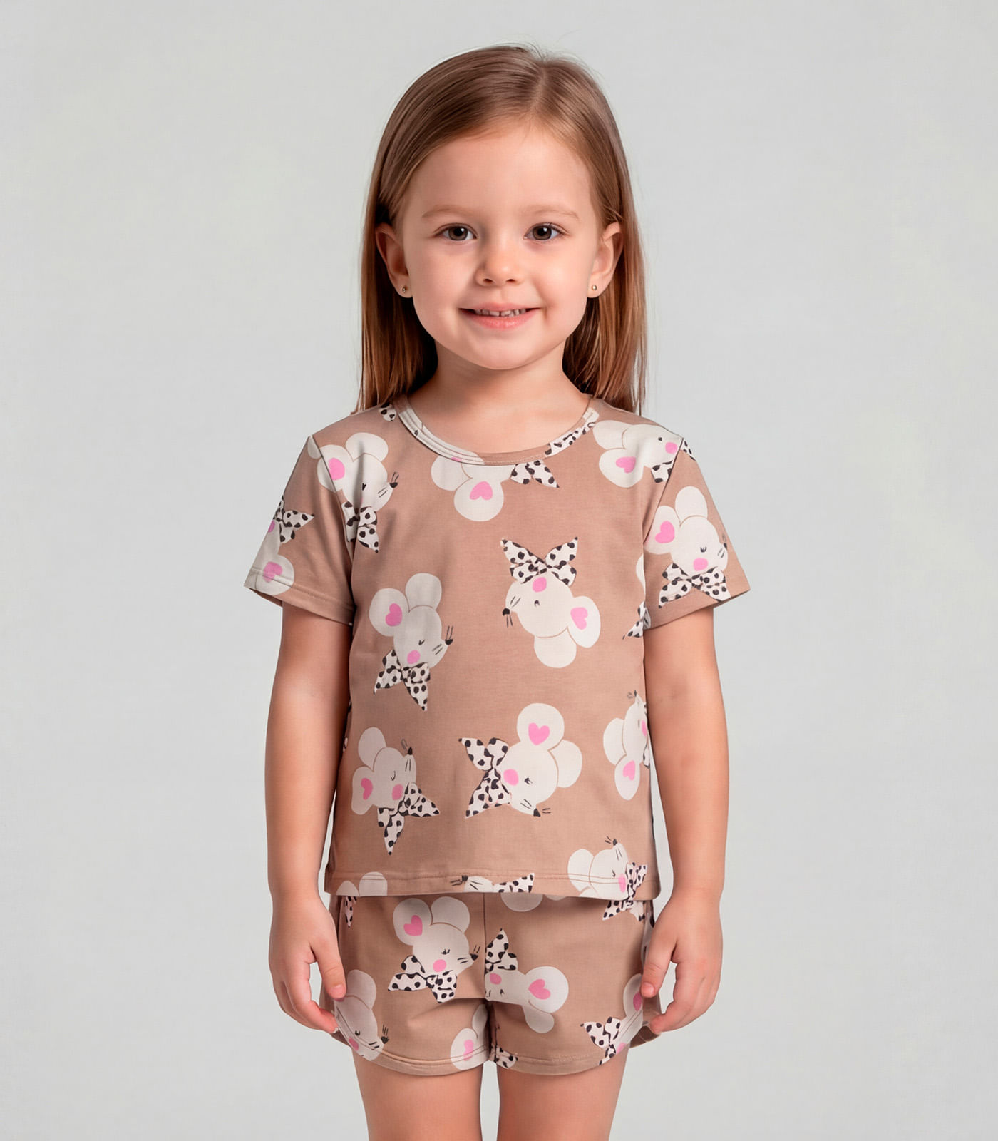Conjunto Infantil Blusa e Shorts Select Marrom - imagem 1