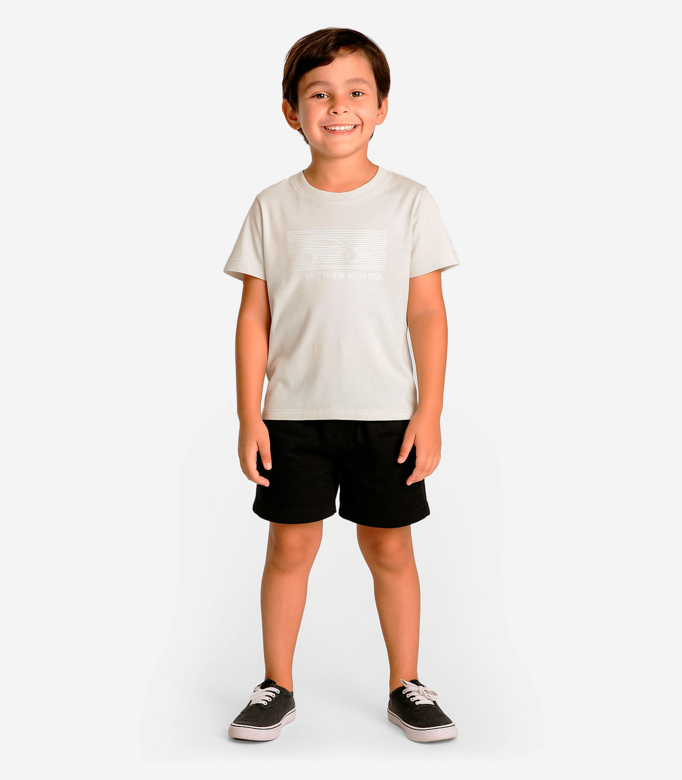 Conjunto Infantil Camiseta Com Bermuda Select Bege - imagem 1