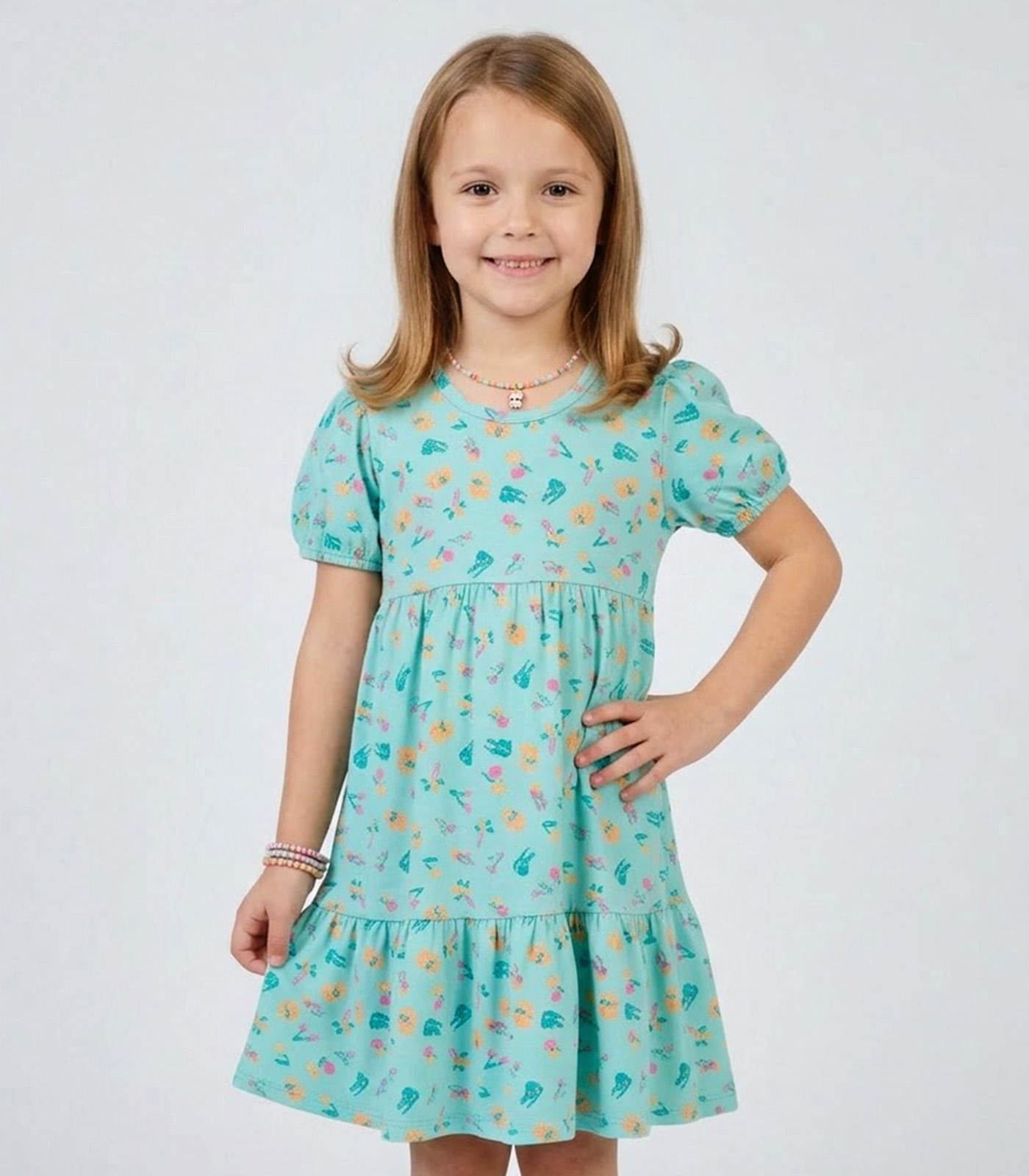Vestido Infantil Com Franzido na Saia Select Azul - imagem 1