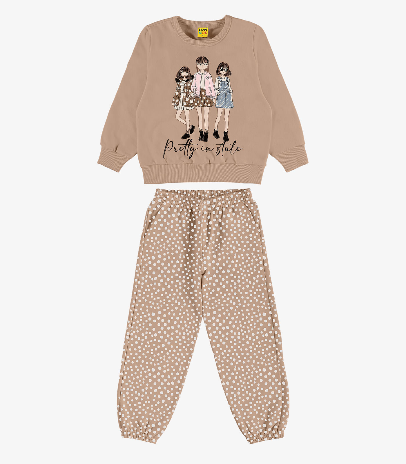 Conjunto Blusão Com Calça Menina Rovi Kids Marrom - imagem 1