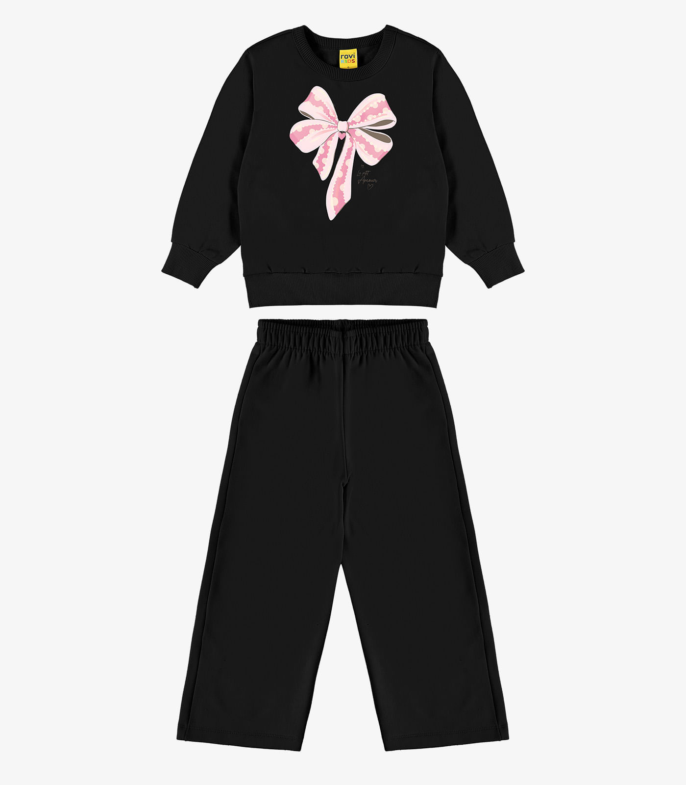 Conjunto Blusão Com Calça Menina Rovi Kids Preto - imagem 1