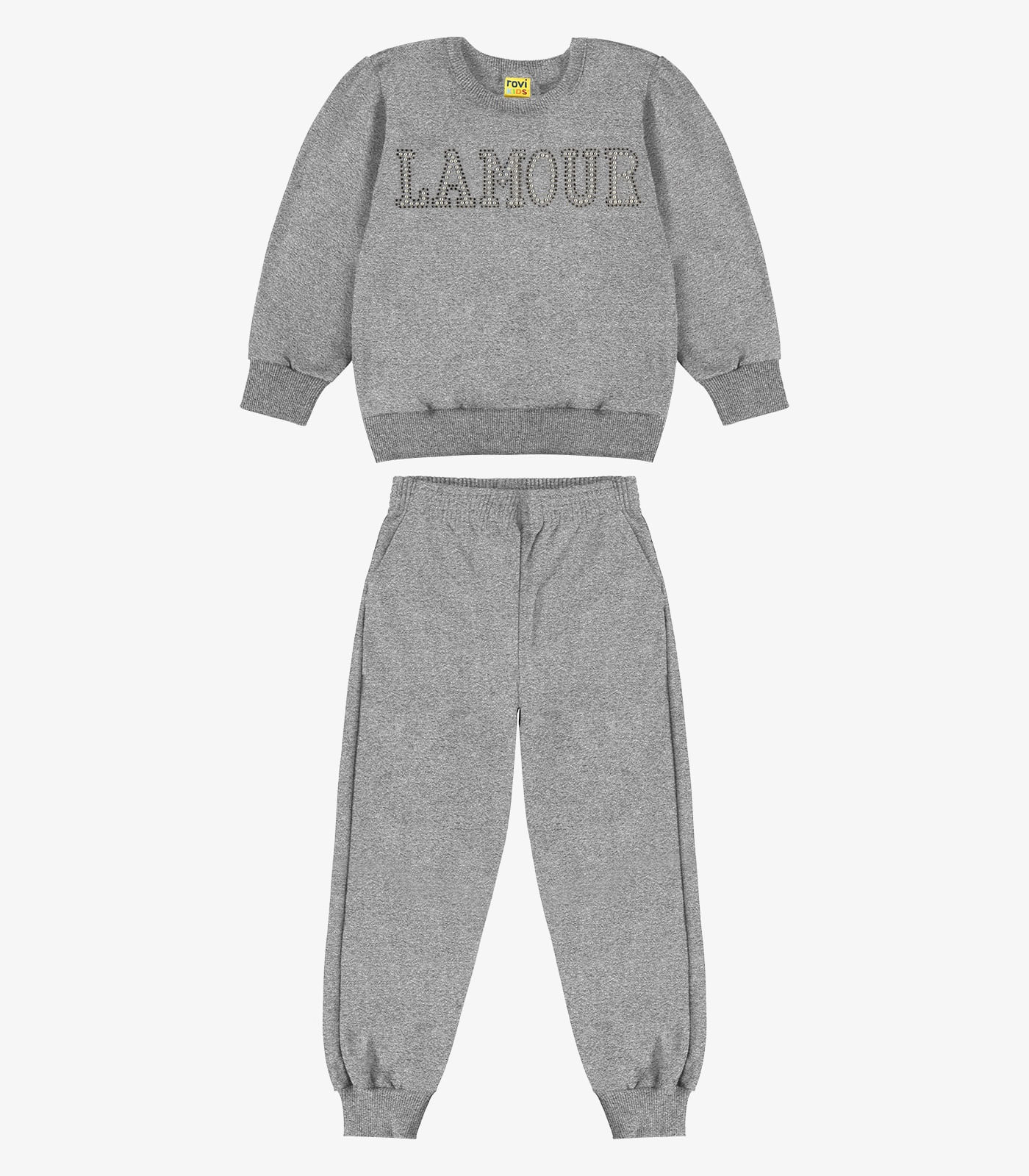 Blusão com Calça Moletom Rovi Kids Cinza - imagem 1