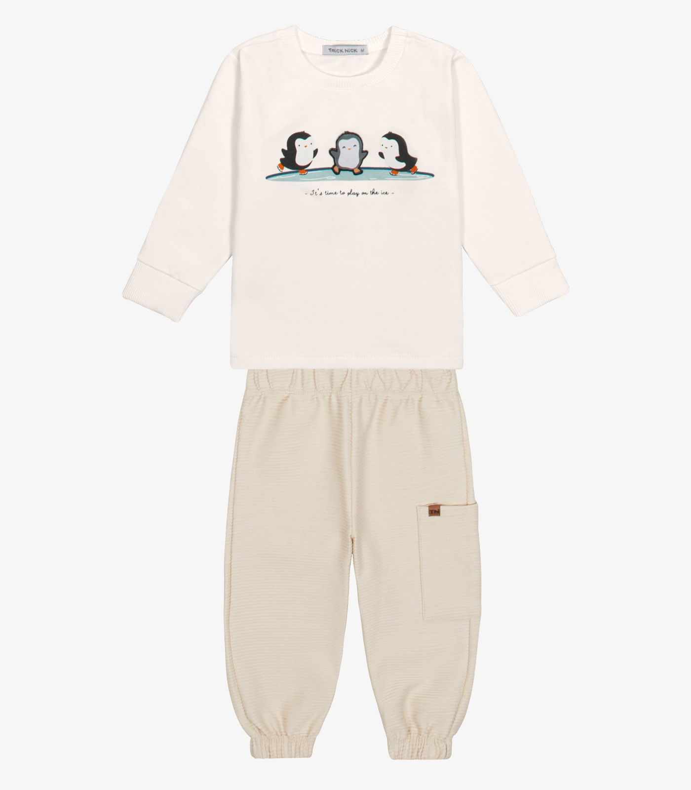 Conjunto Camiseta Com Calça Menino Trick Nick Bege - imagem 1