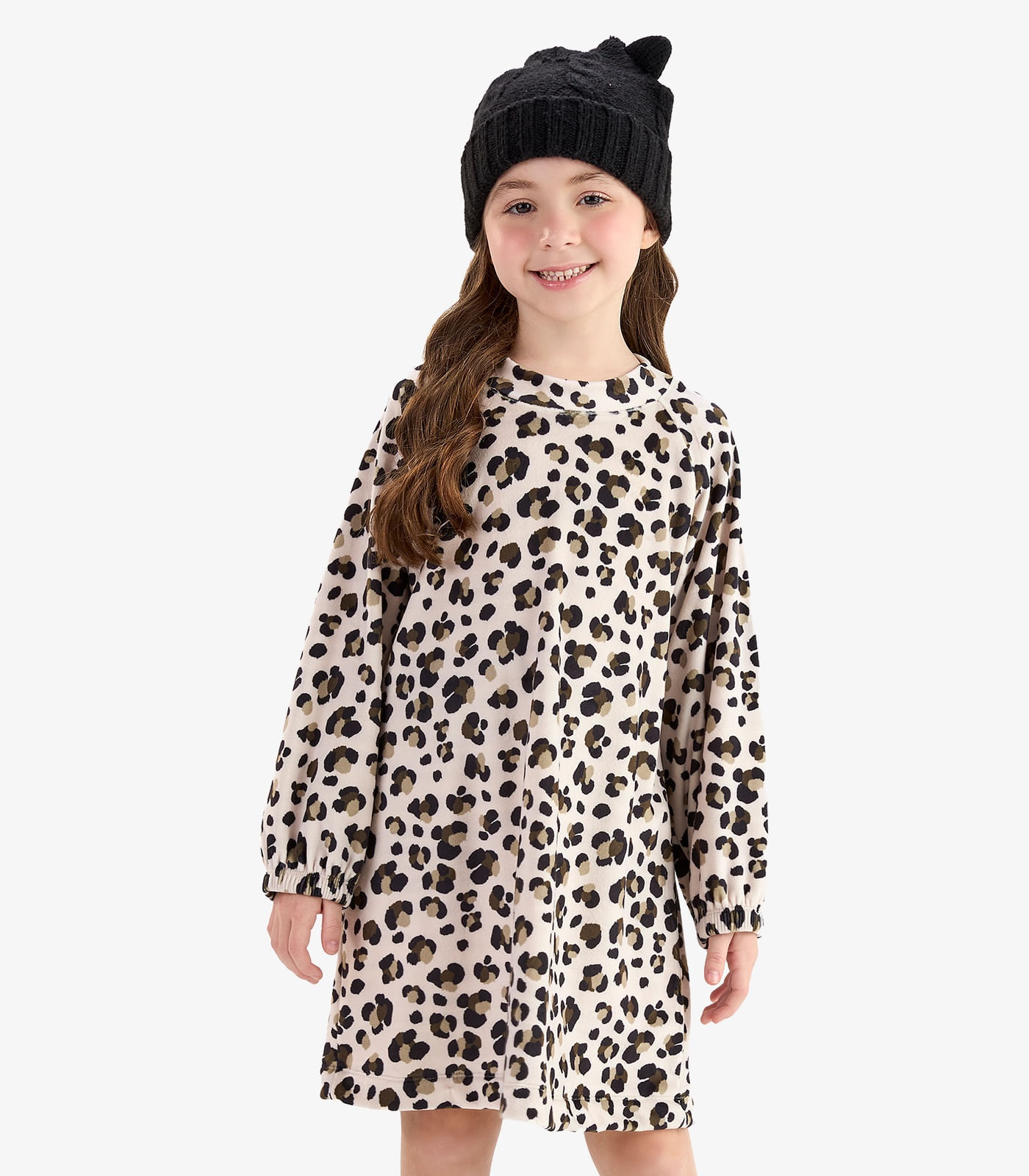 Vestido em Fleece Comfort Rovi Kids Bege - imagem 1