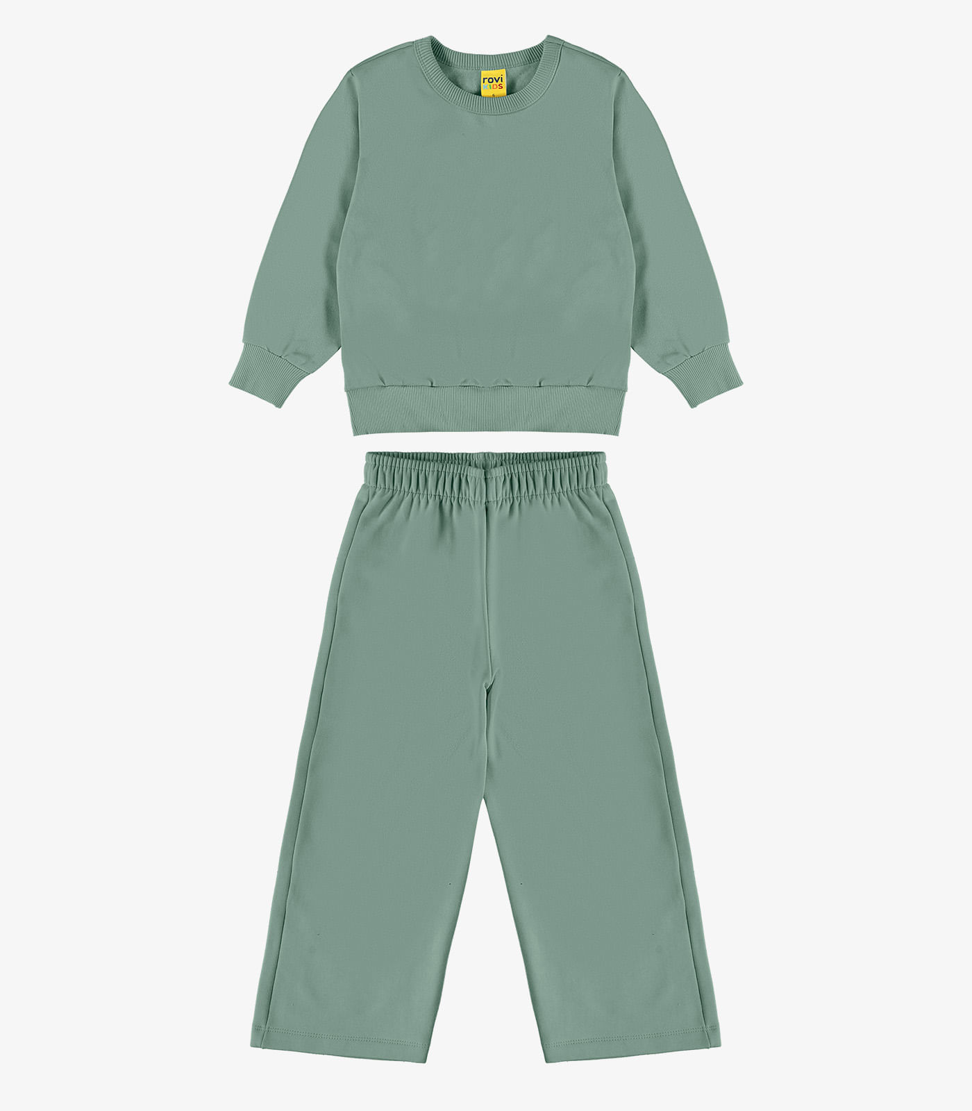 Conjunto Blusão Com Calça Wide Moletom Rovi Kids Verde - imagem 1