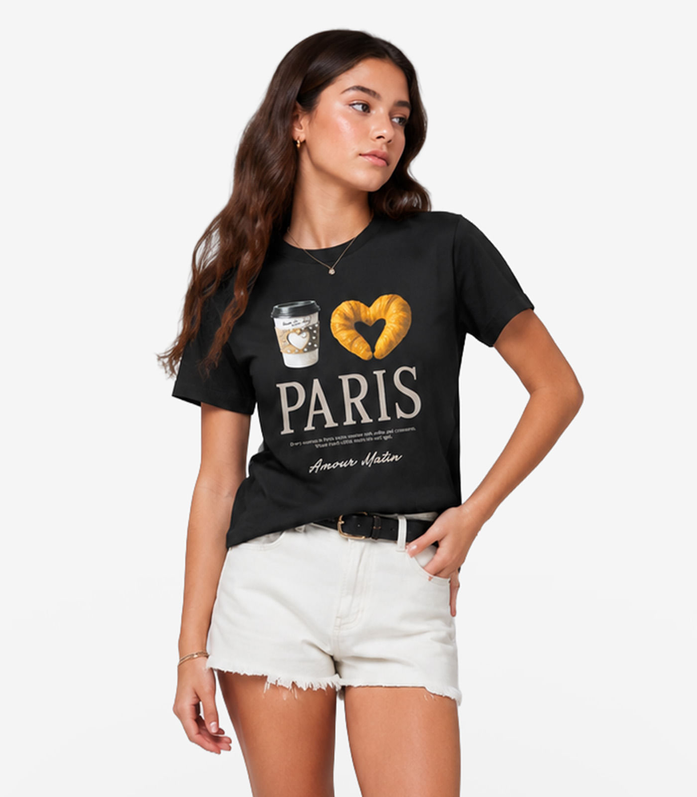 T-Shirt Feminina Meia Malha Com Estampa Minty Preto - imagem 1