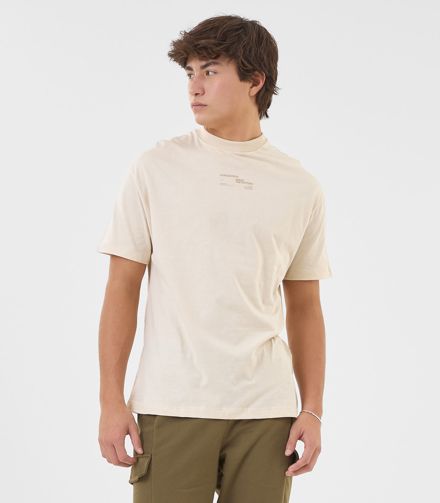 Camiseta Masculina Meia Malha Com Estampa Minty Bege - imagem 1