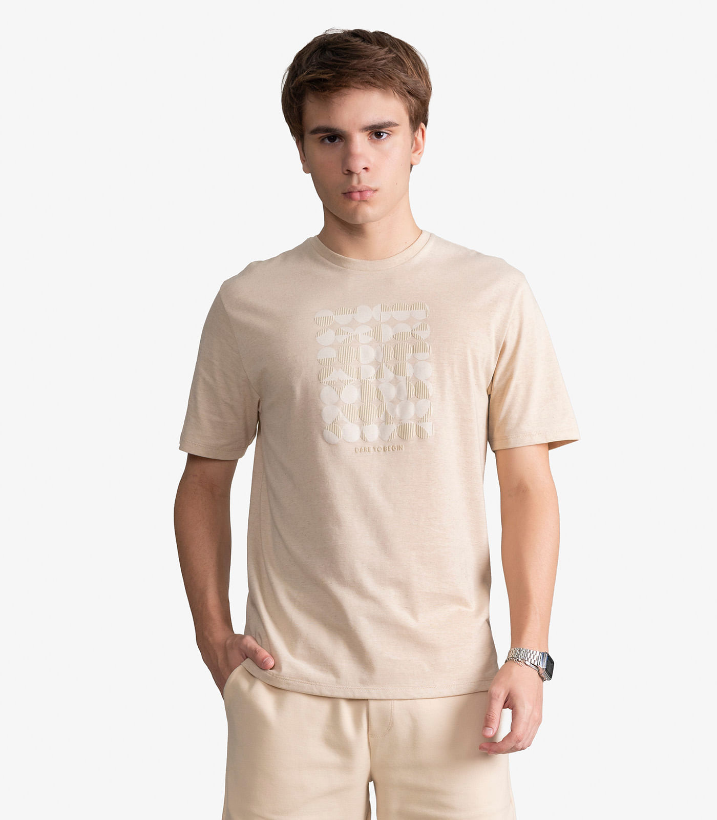 Camiseta Masculina Meia Malha Com Estampa Minty Off White - imagem 1
