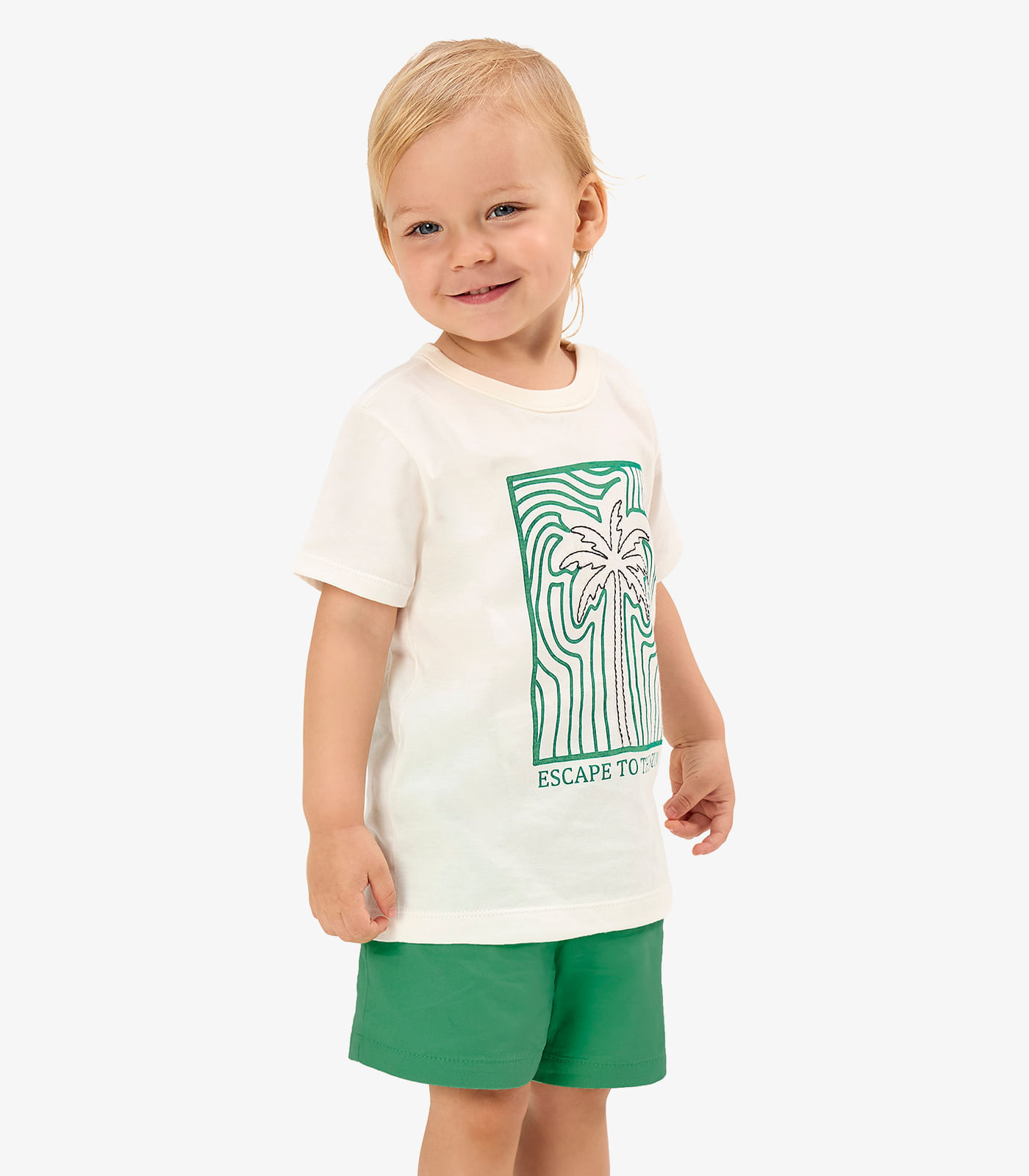 Conjunto Camiseta Com Bermuda Infantil Rovi Kids Bege - imagem 1
