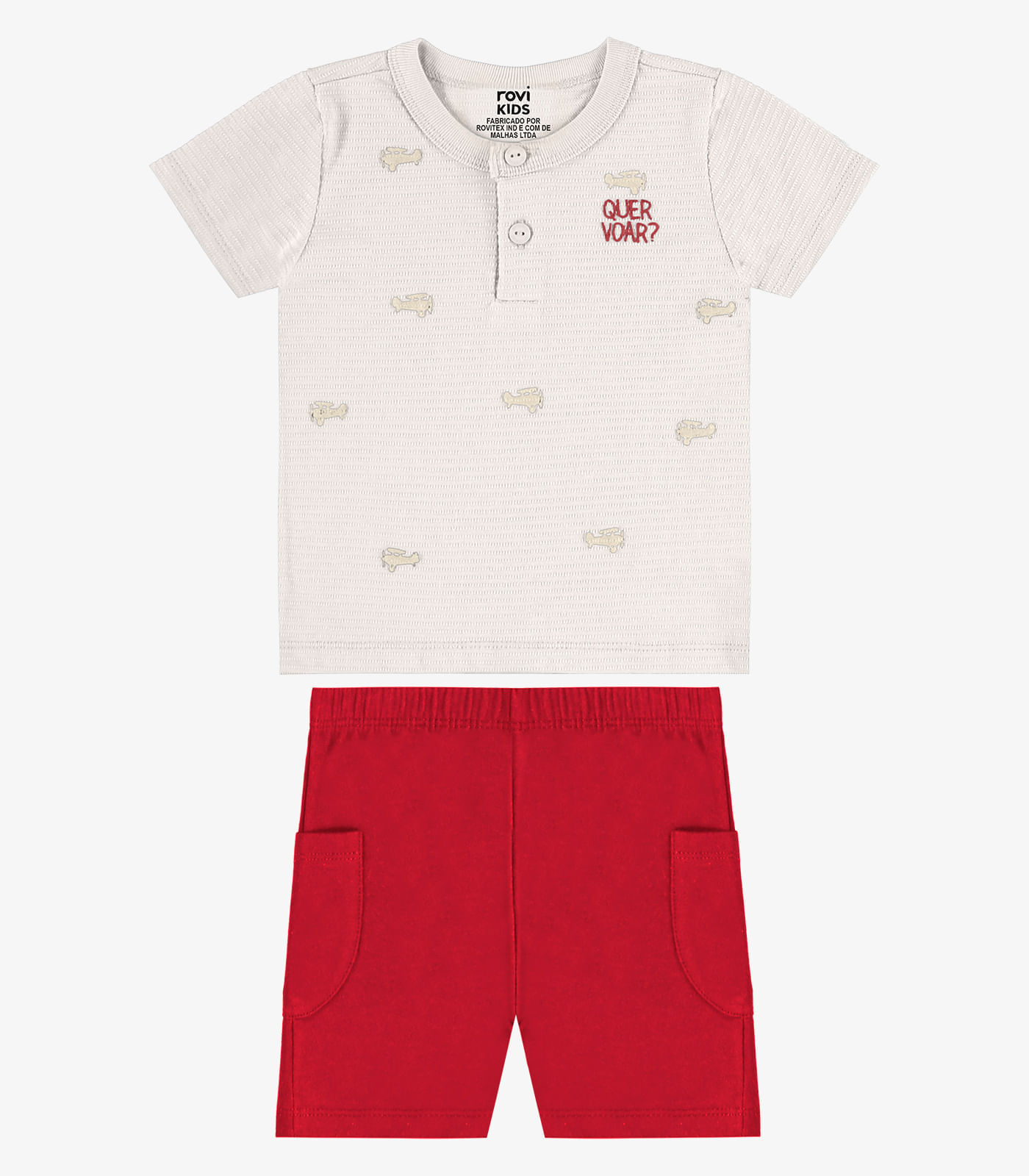 Conjunto Camiseta Com Bermuda Infantil Rovi Kids Bege - imagem 1