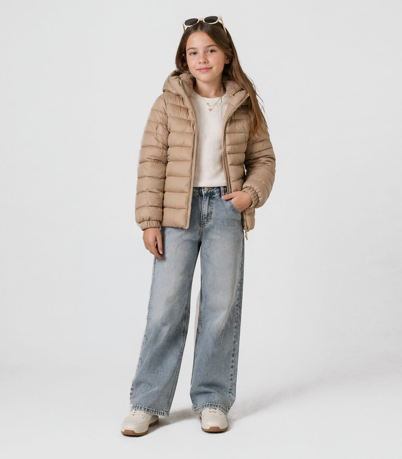 Jaqueta Infantil Menina Peluciada Sea Surf Bege - imagem 1
