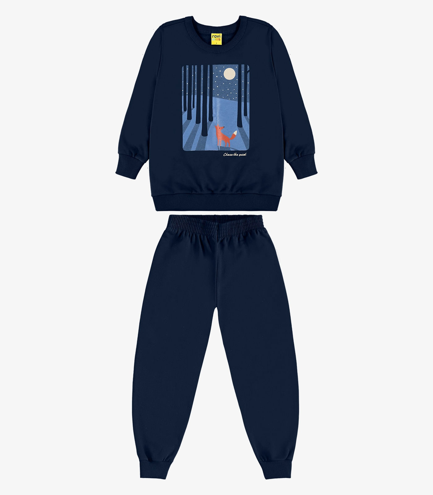 Conjunto Blusão e Calça Moletom Rovi Kids Azul - imagem 1