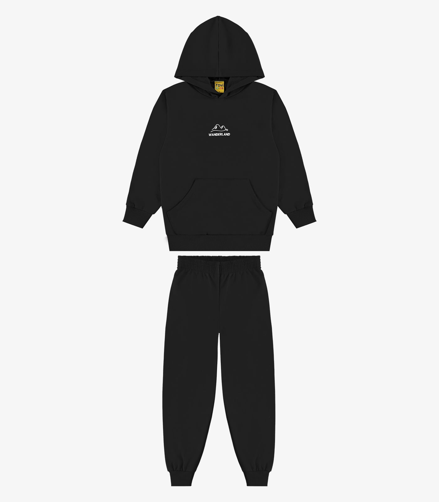 Conjunto Blusão de Capuz e Calça Moletom Rovi Kids Preto - imagem 1