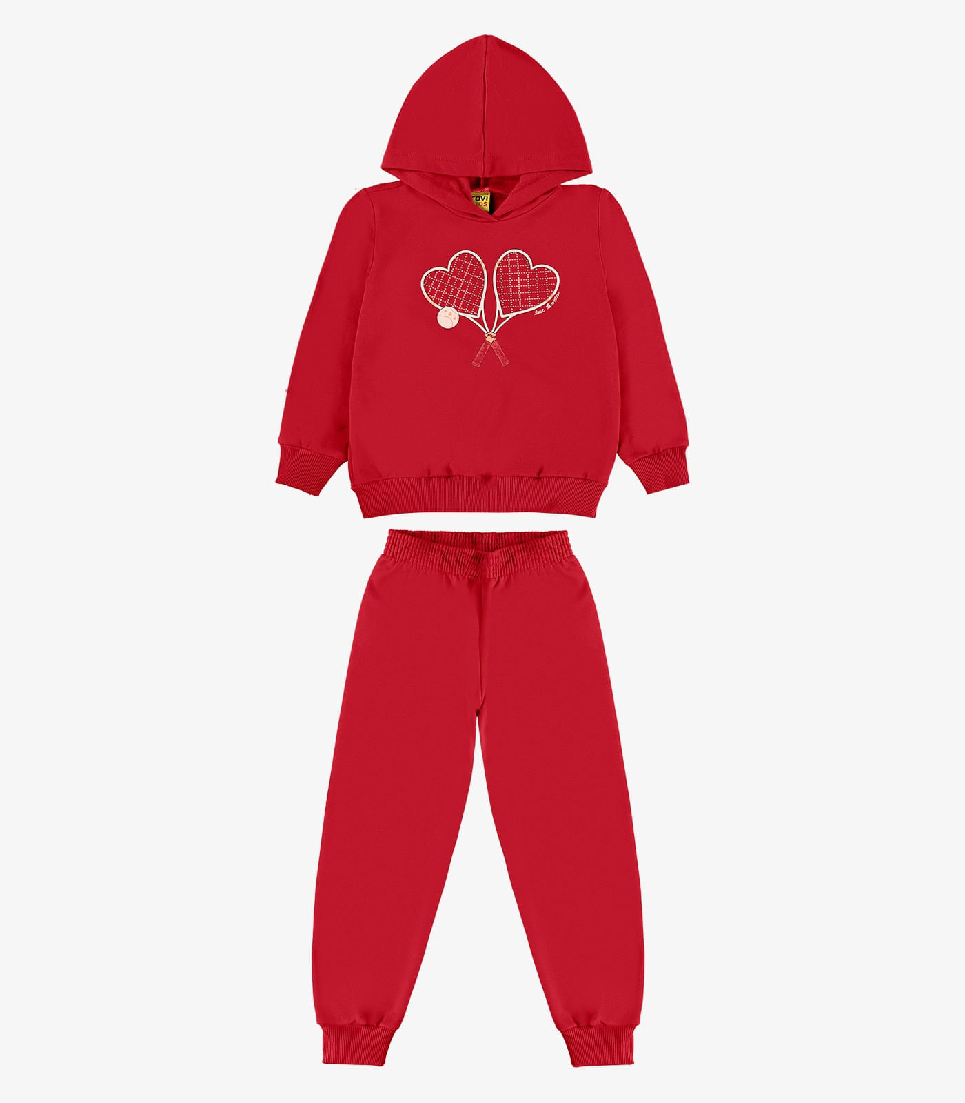 Conjunto Blusão com Calça Moletom Rovi Kids Vermelho - imagem 1