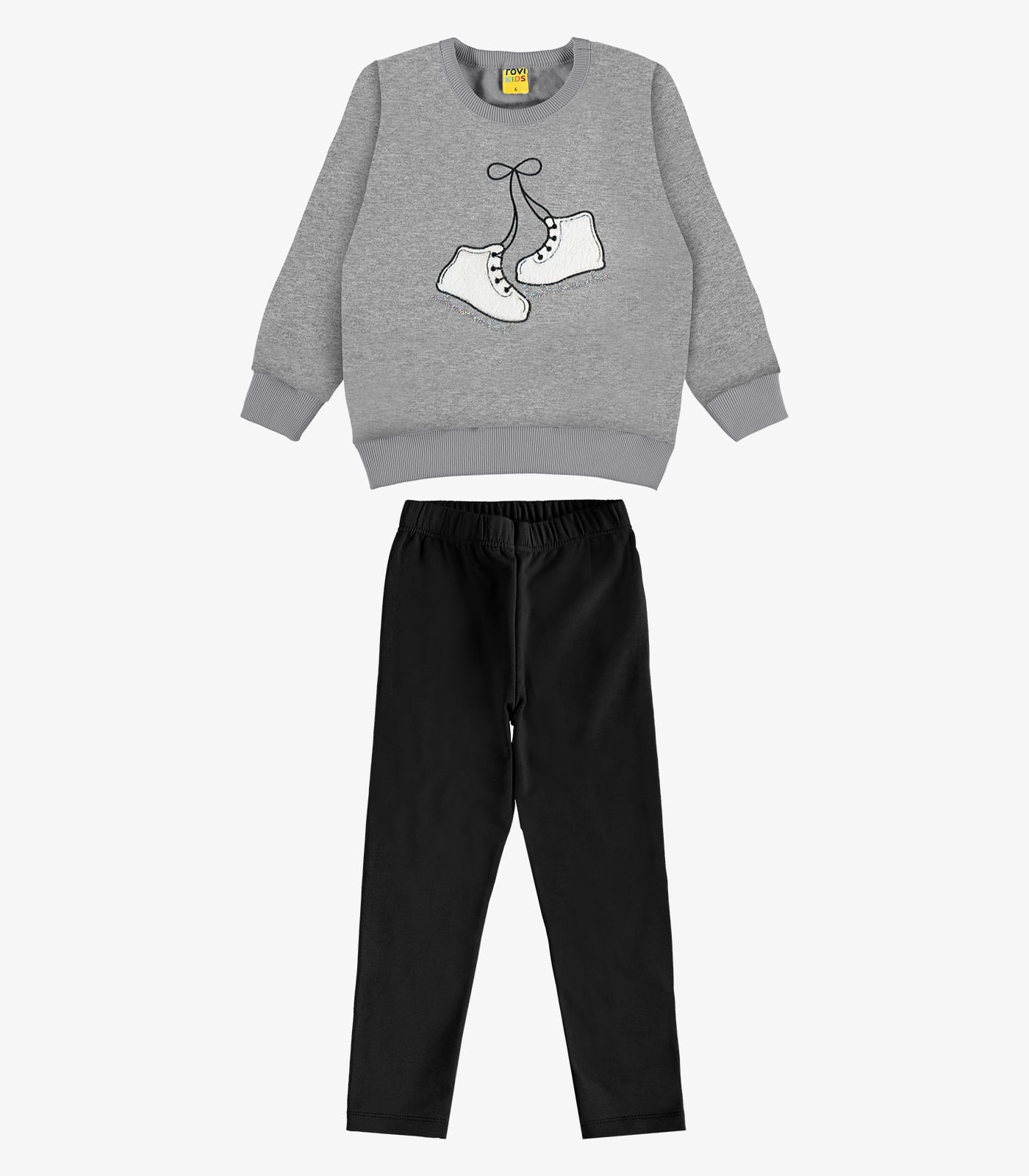 Conjunto Blusão Com Legging Molecotton Rovi Kids Cinza - imagem 1