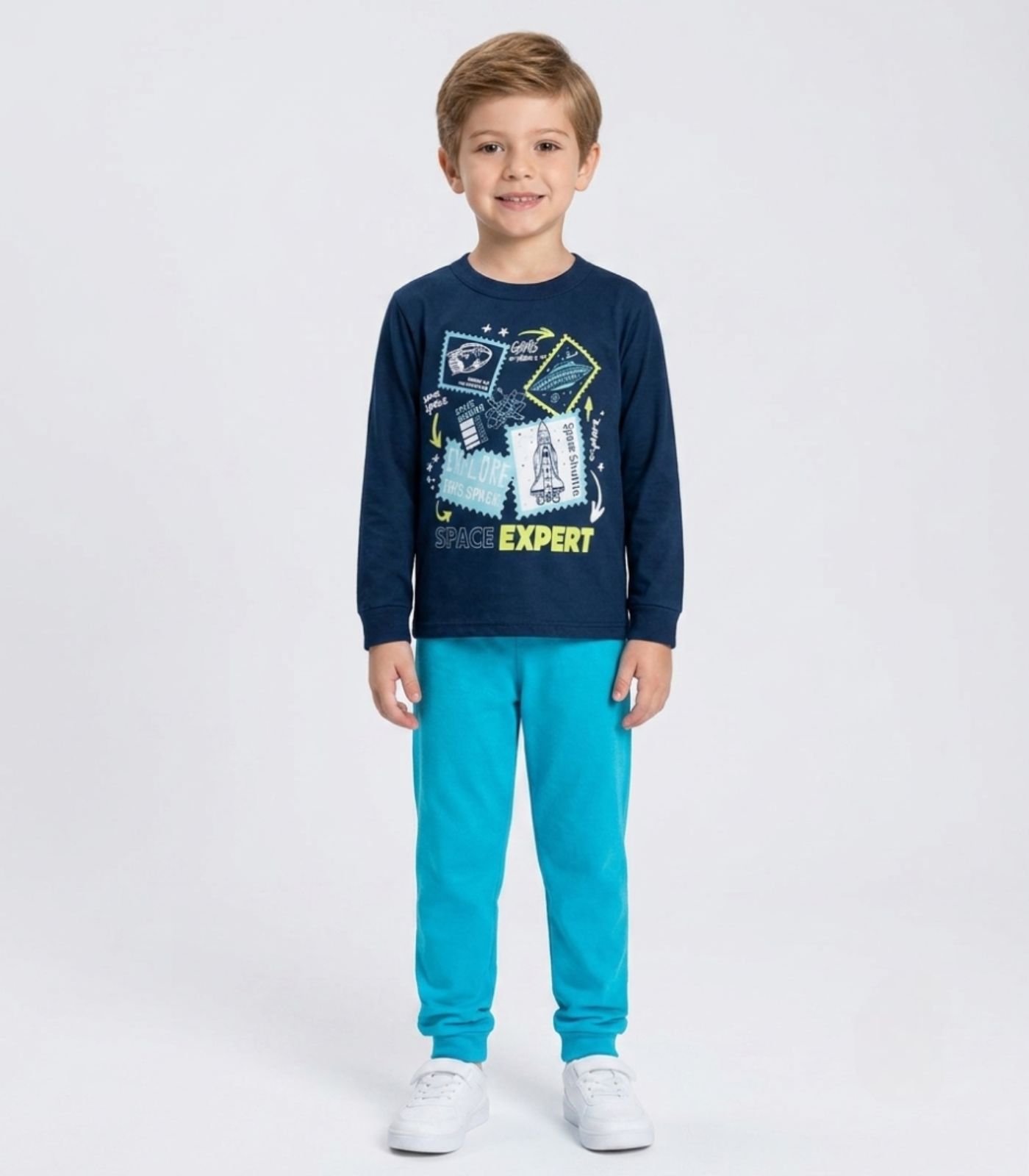 Conjunto Menino Blusa Longa E Calça Kappes Azul - imagem 1