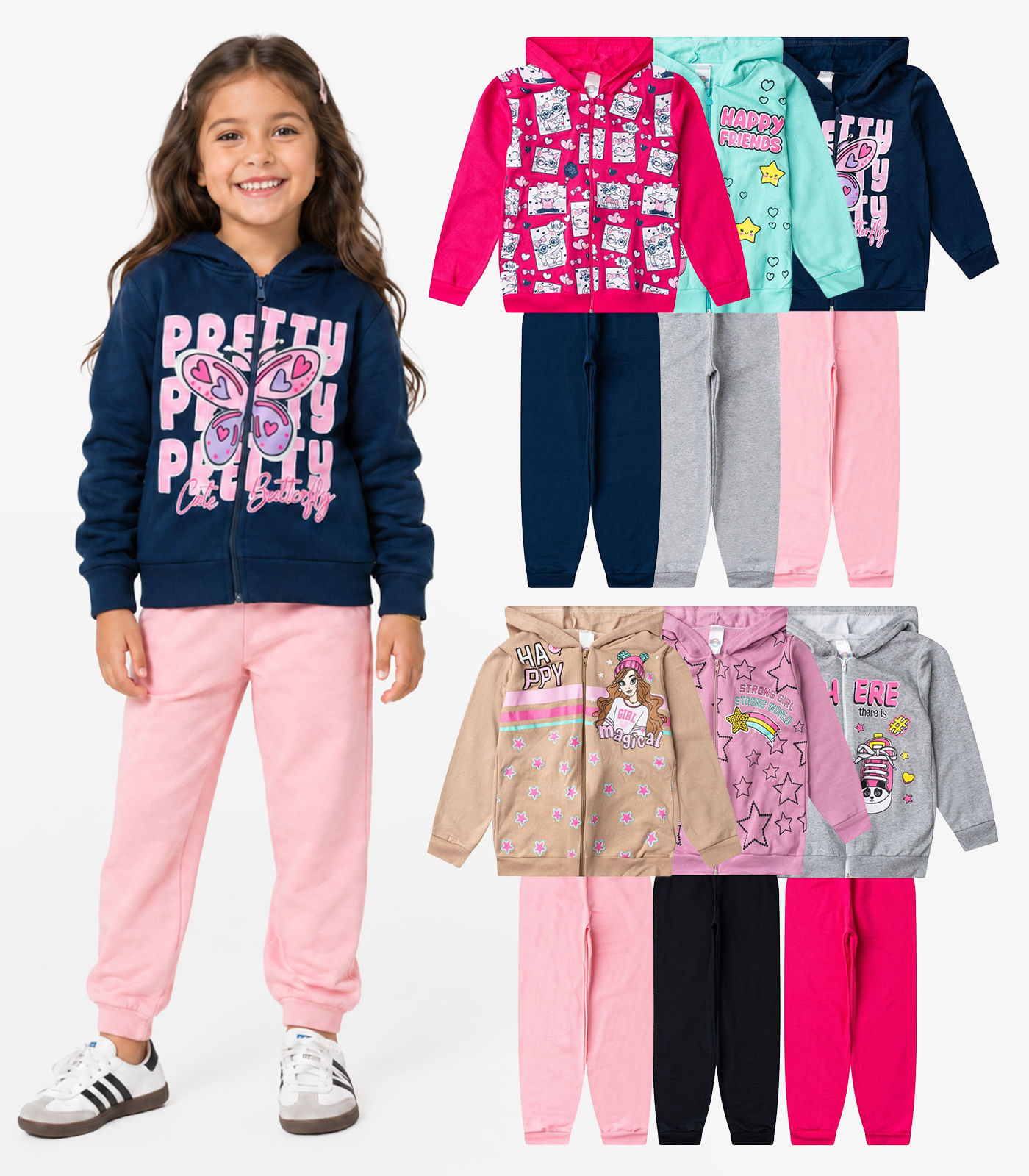 Kit 3 Conjuntos Menina Moletom E Calça Sortidos Select - imagem 1