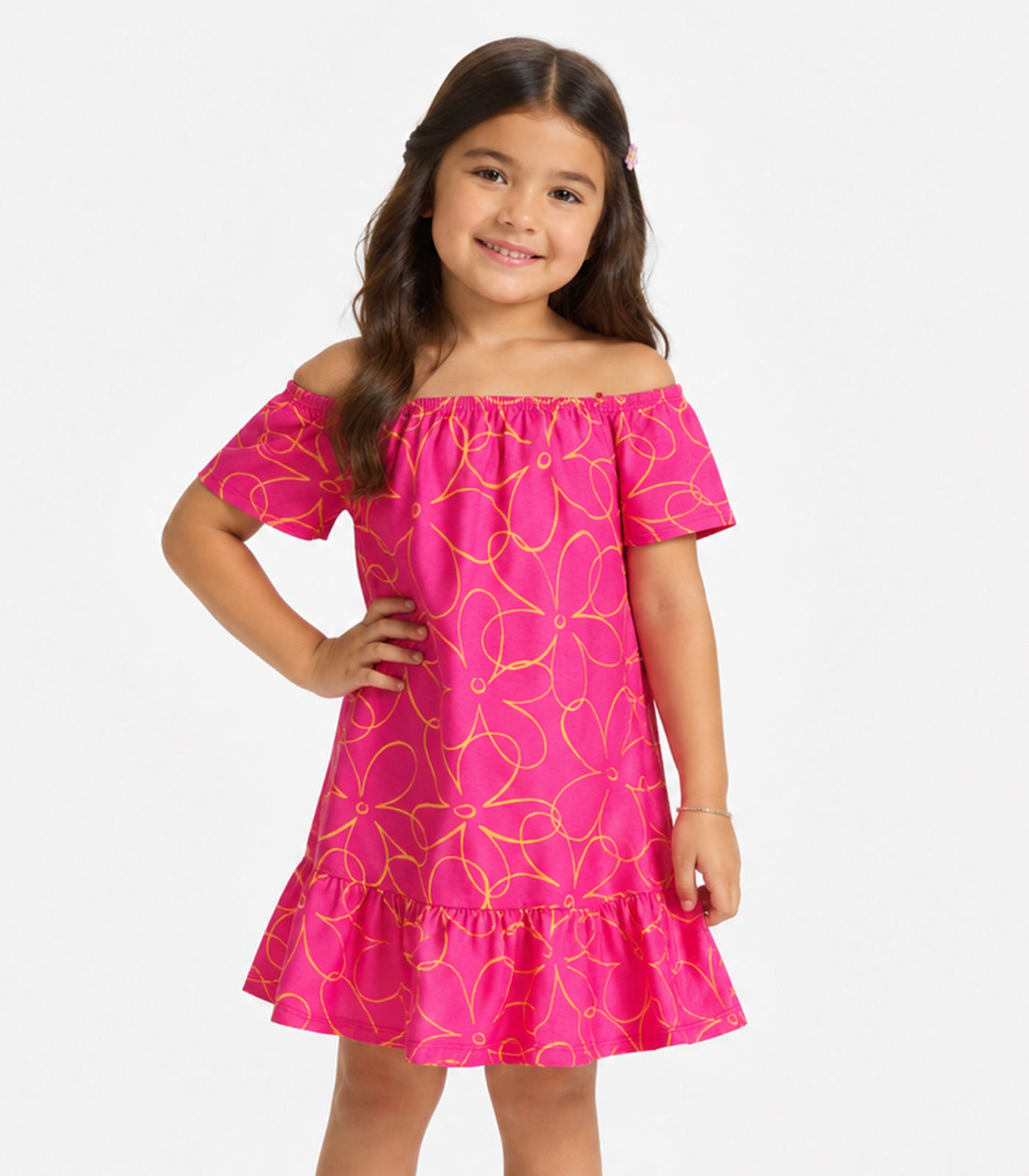 Vestido Infantil Estampado Infinita Cor Rosa - imagem 1