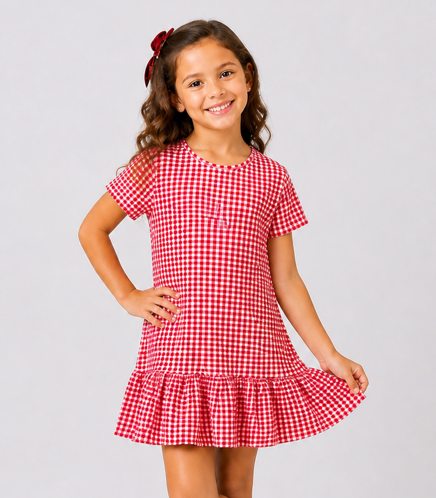 Vestido Infantil Feminino Estampado Select Vermelho - imagem 1