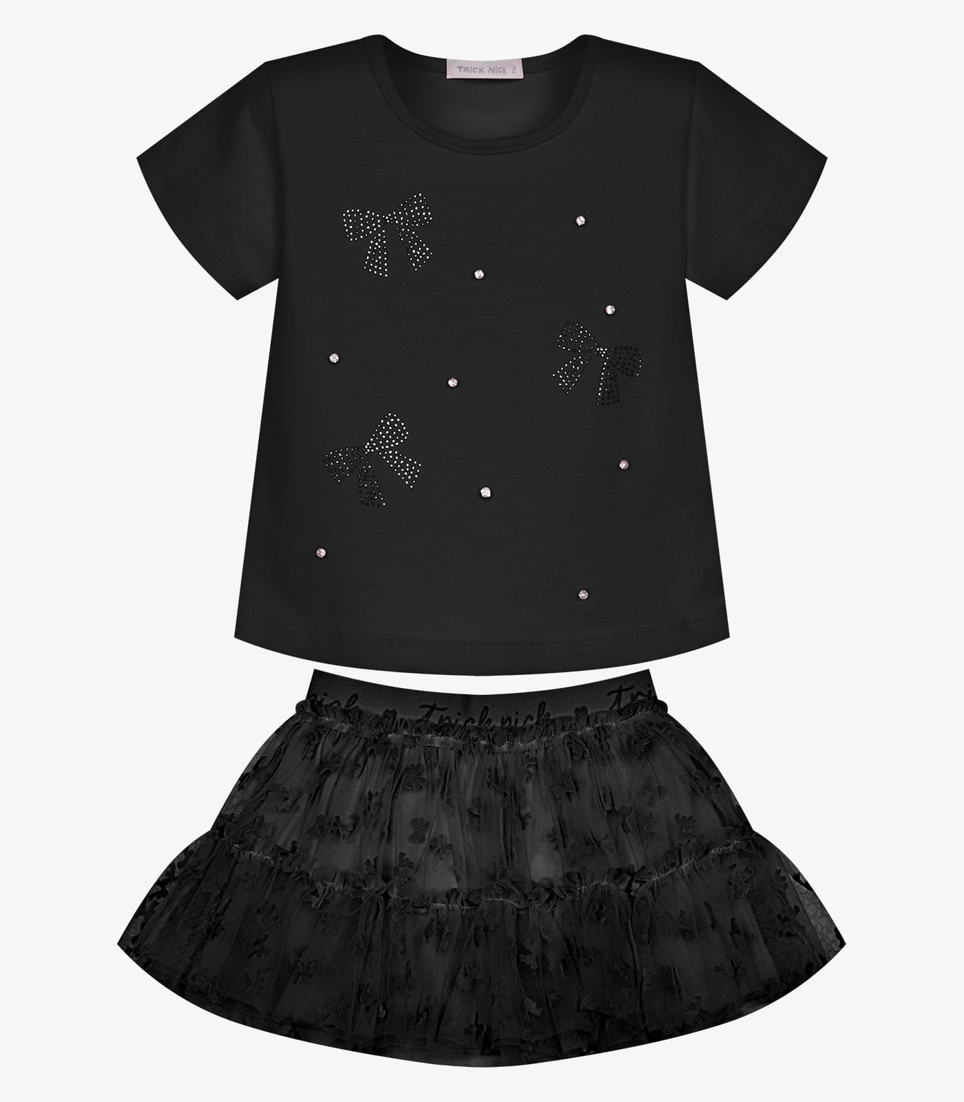 Conjunto Menina Blusa Com Saia Trick Nick Preto - imagem 1