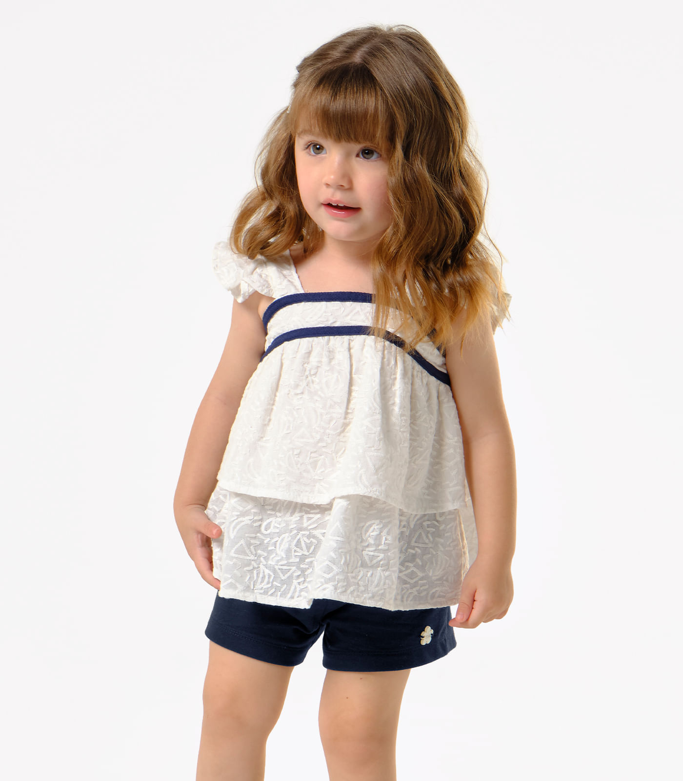 Conjunto Menina Blusa Com Shorts Trick Nick Bege - imagem 1