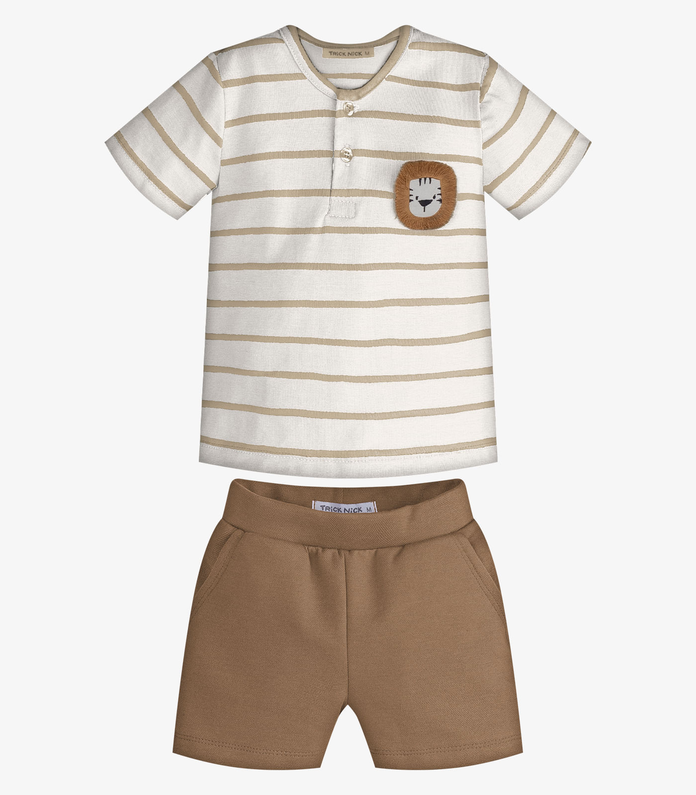Conjunto Infantil Camiseta Com Bermuda Trick Nick Bege - imagem 1