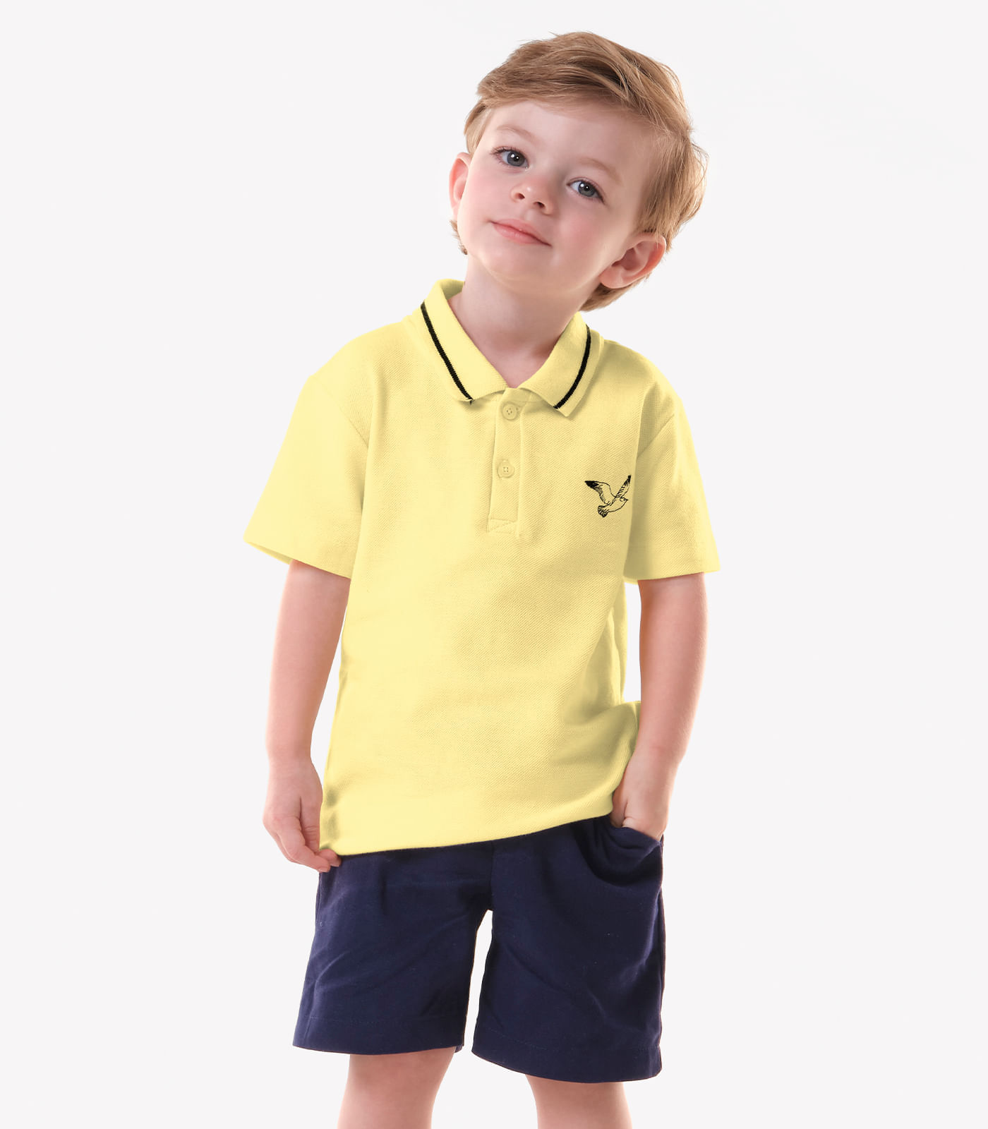 Conjunto Infantil Polo Com Bermuda Trick Nick Amarelo - imagem 1