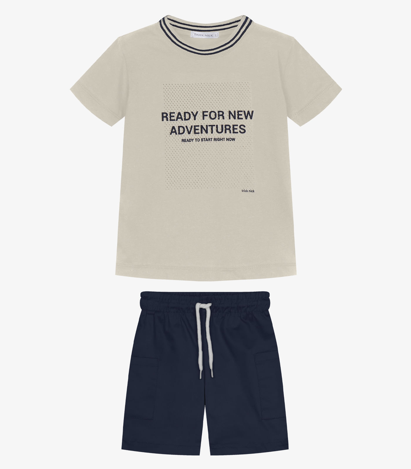 Conjunto Infantil Camiseta Com Bermuda Trick Nick Bege - imagem 1