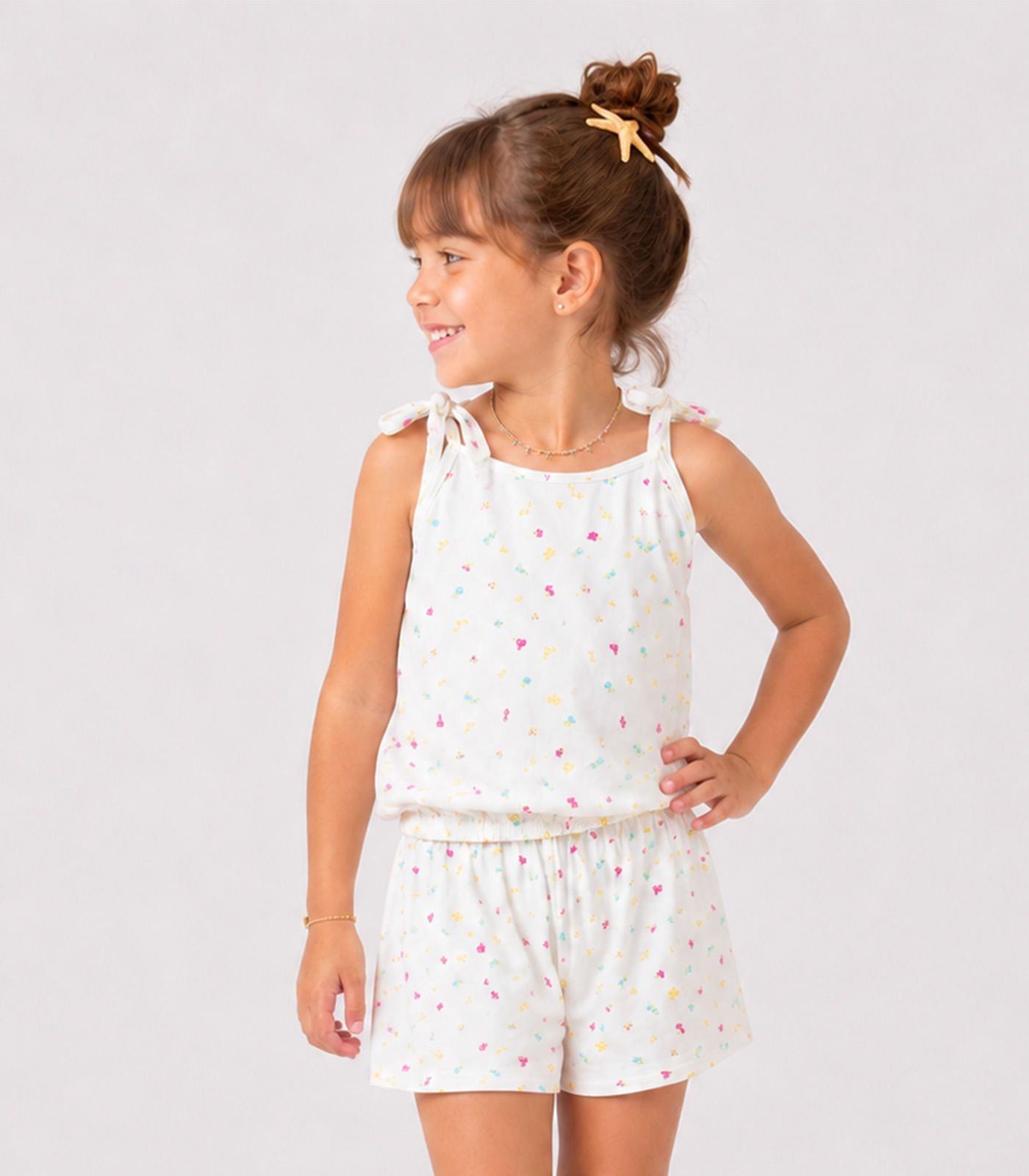 Conjunto Infantil Blusa de Alça e Short Select Branco - imagem 1