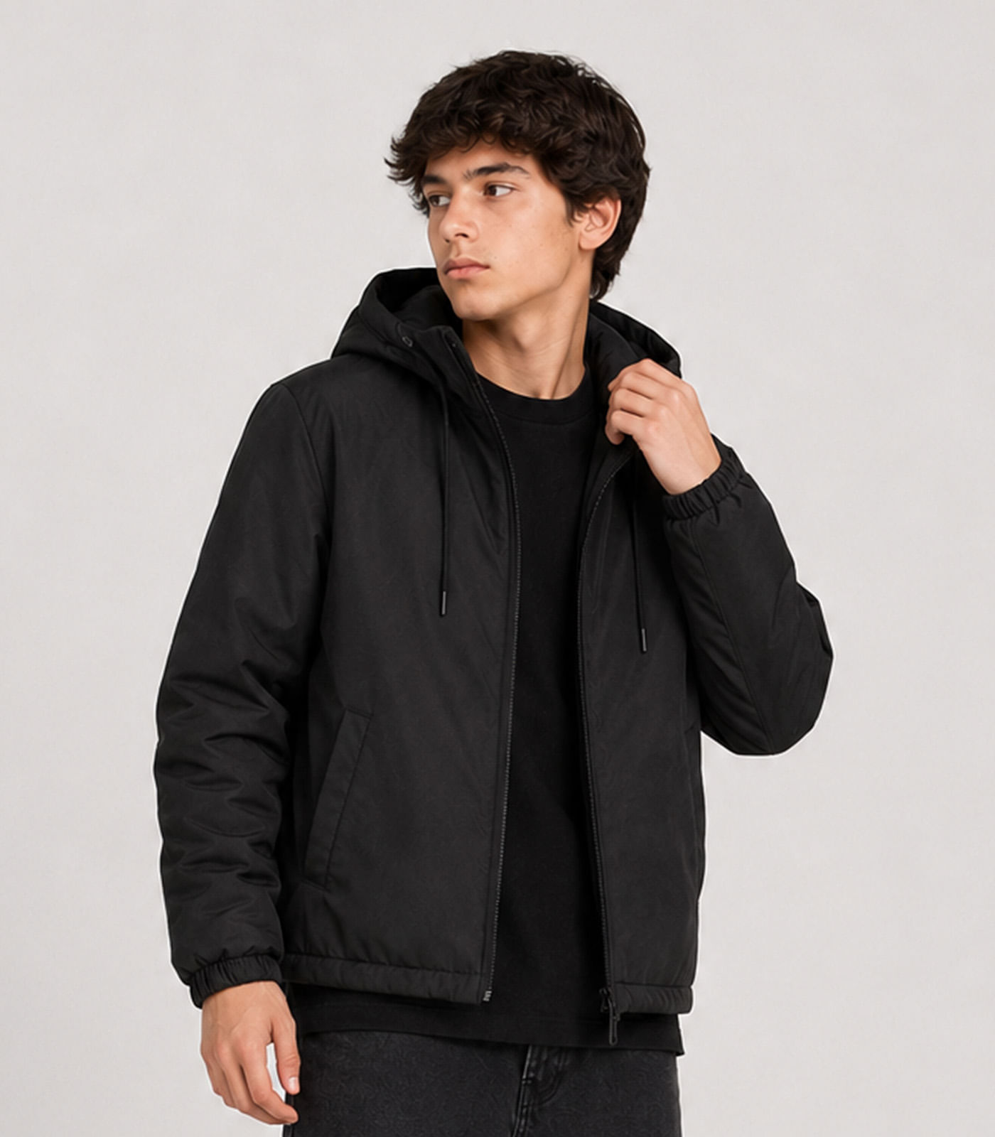 Jaqueta Juvenil Masculina Com Capuz Sea Surf Preto - imagem 1