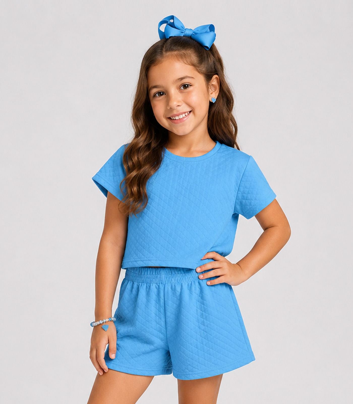 Conjunto Infantil Menina Blusa e Short Select Azul - imagem 1