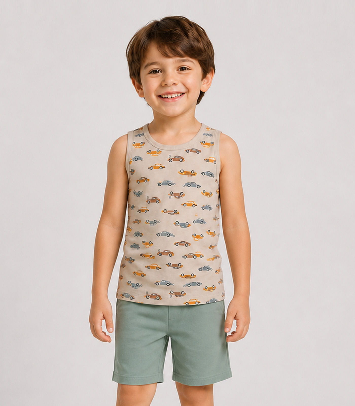 Conjunto Infantil Machão e Bermuda Select Bege - imagem 1