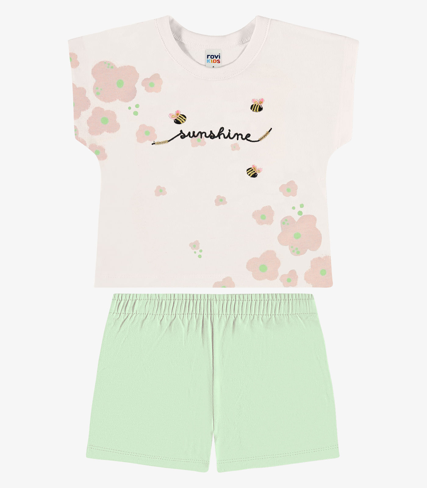 Conjunto Infantil  Blusa Com Shorts Rovi Kids Bege - imagem 1