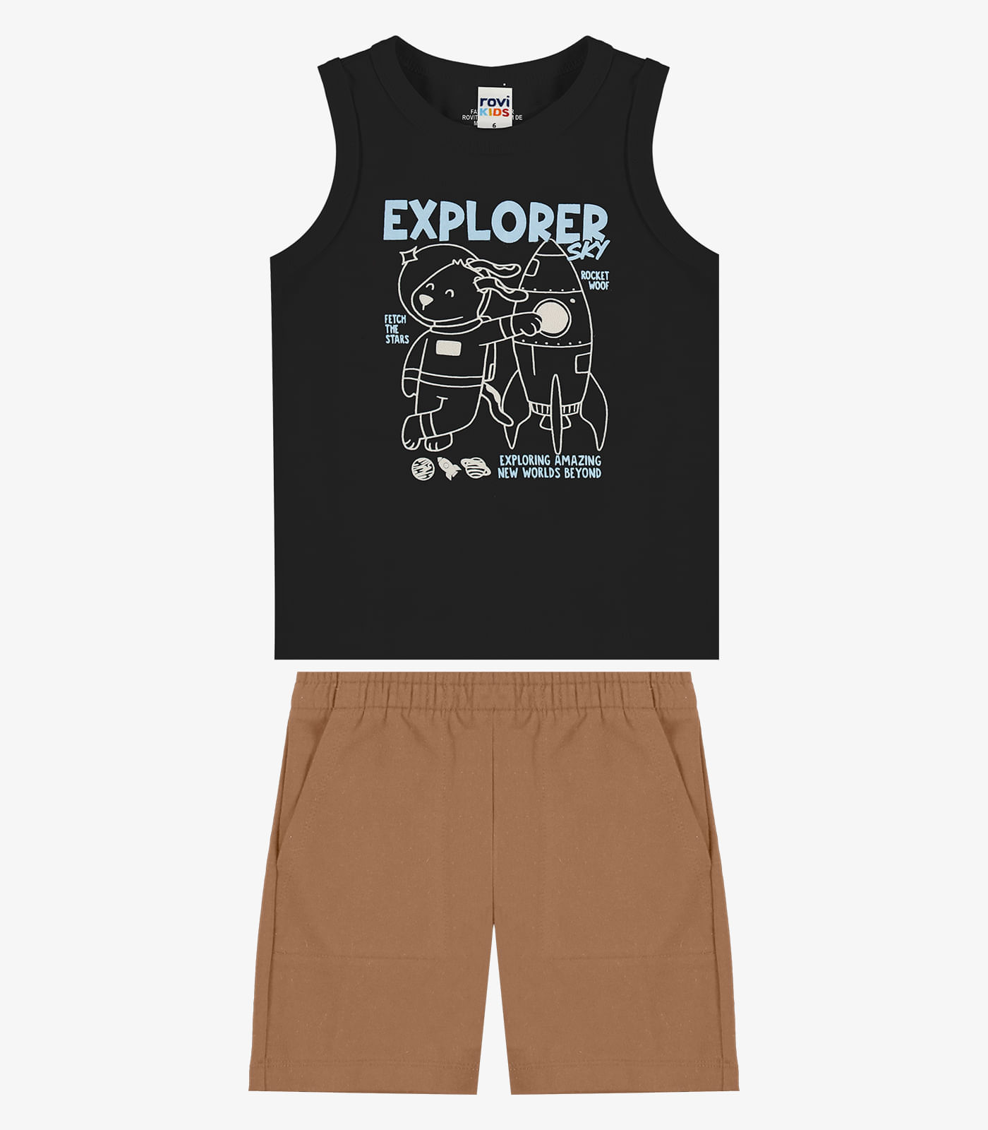 Conjunto Machão Com Bermuda Infantil Rovi Kids Preto - imagem 1