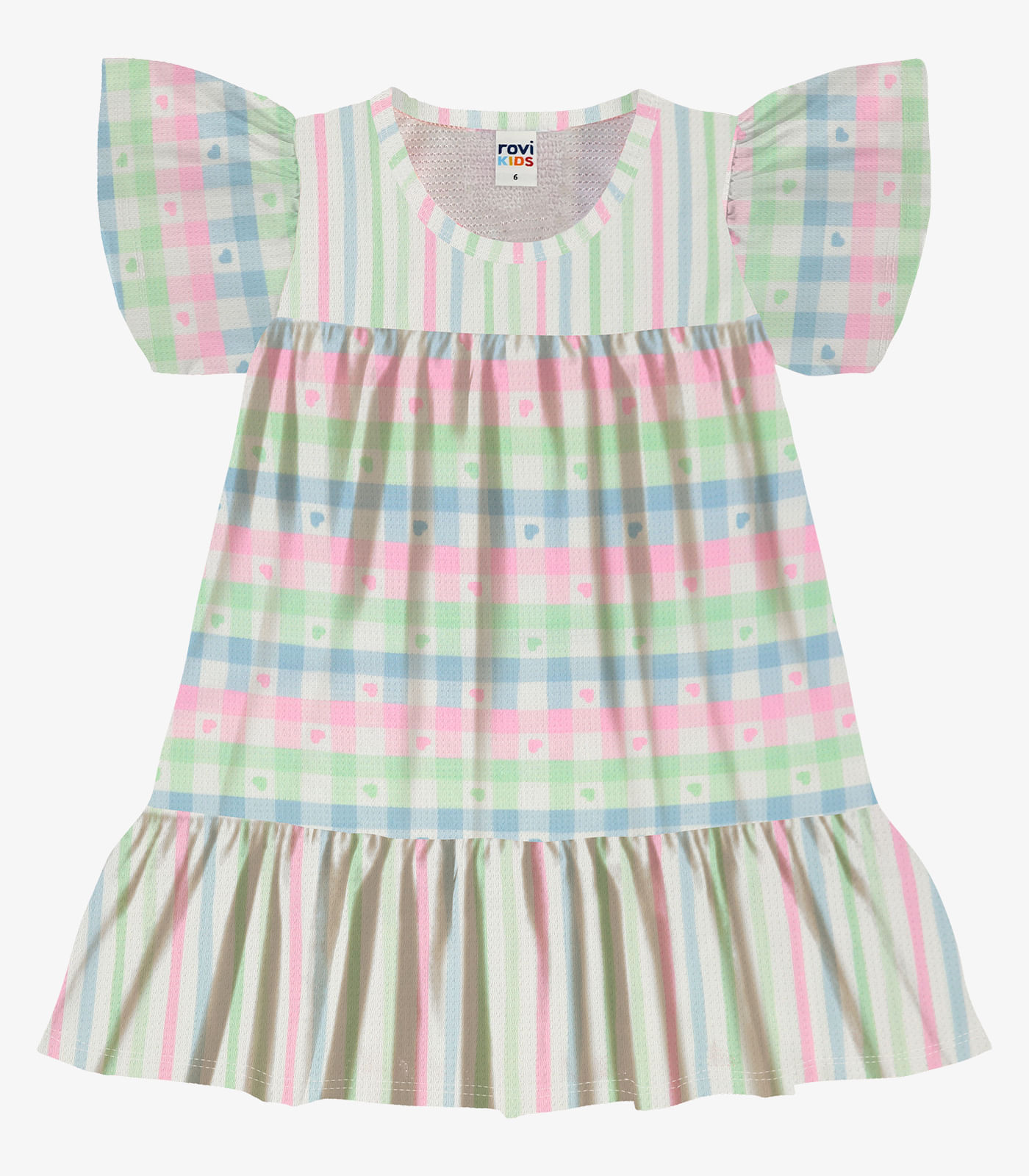 Vestido Menina Meia Malha Listrado Rovi Kids Bege - imagem 1