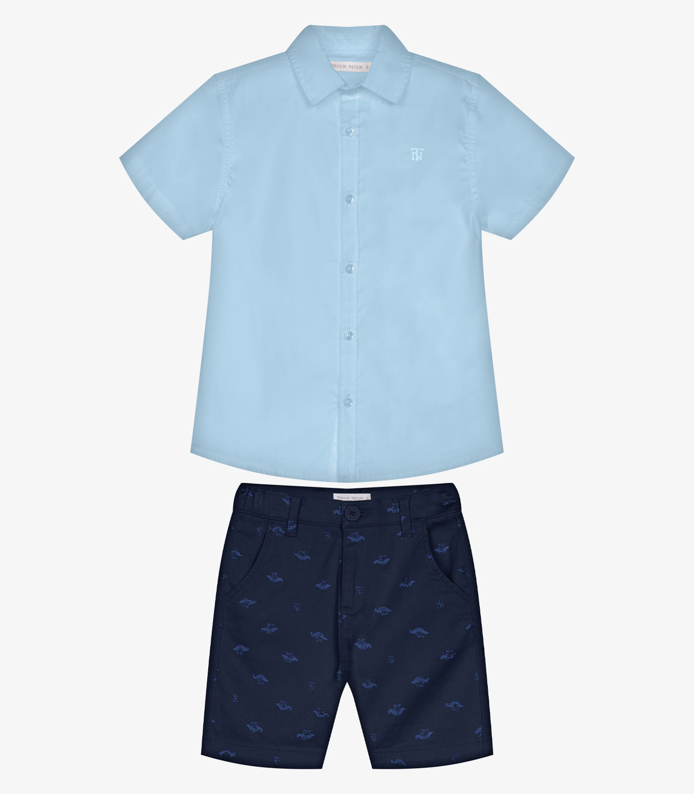 Conjunto Infantil Camisa Com Bermuda Trick Nick Azul - imagem 1