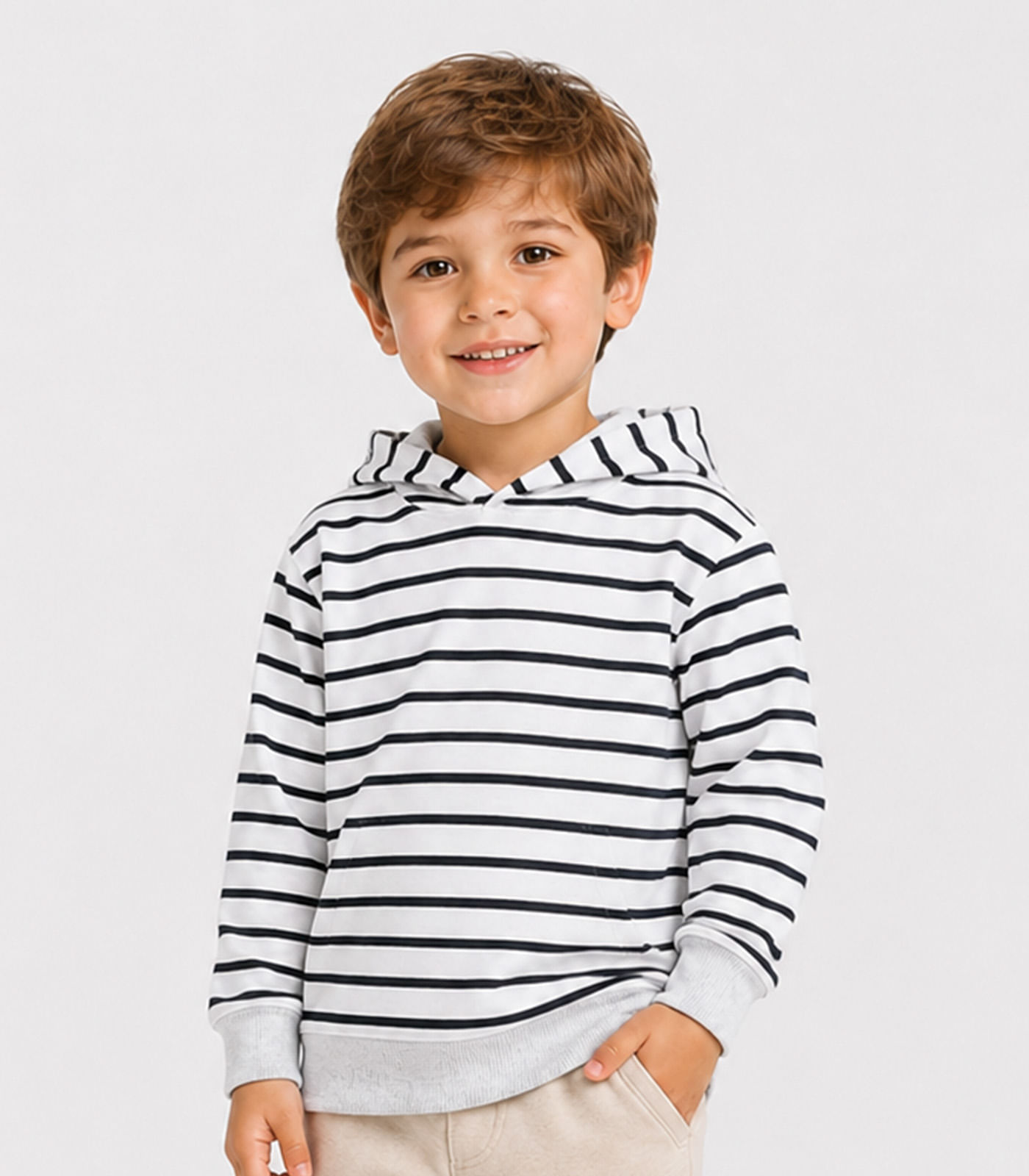 Blusão Com Capuz Infantil Listrado Select Azul - imagem 1